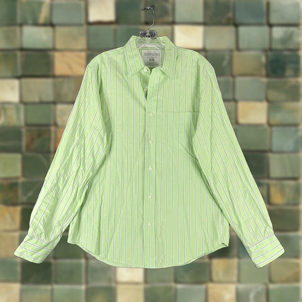 Aeropostale AeroPostale Button-Up Shirt Men M Green Striped Long Sleeve size M Size US M / EU 48-50 / 2 - 1 Thumbnail
