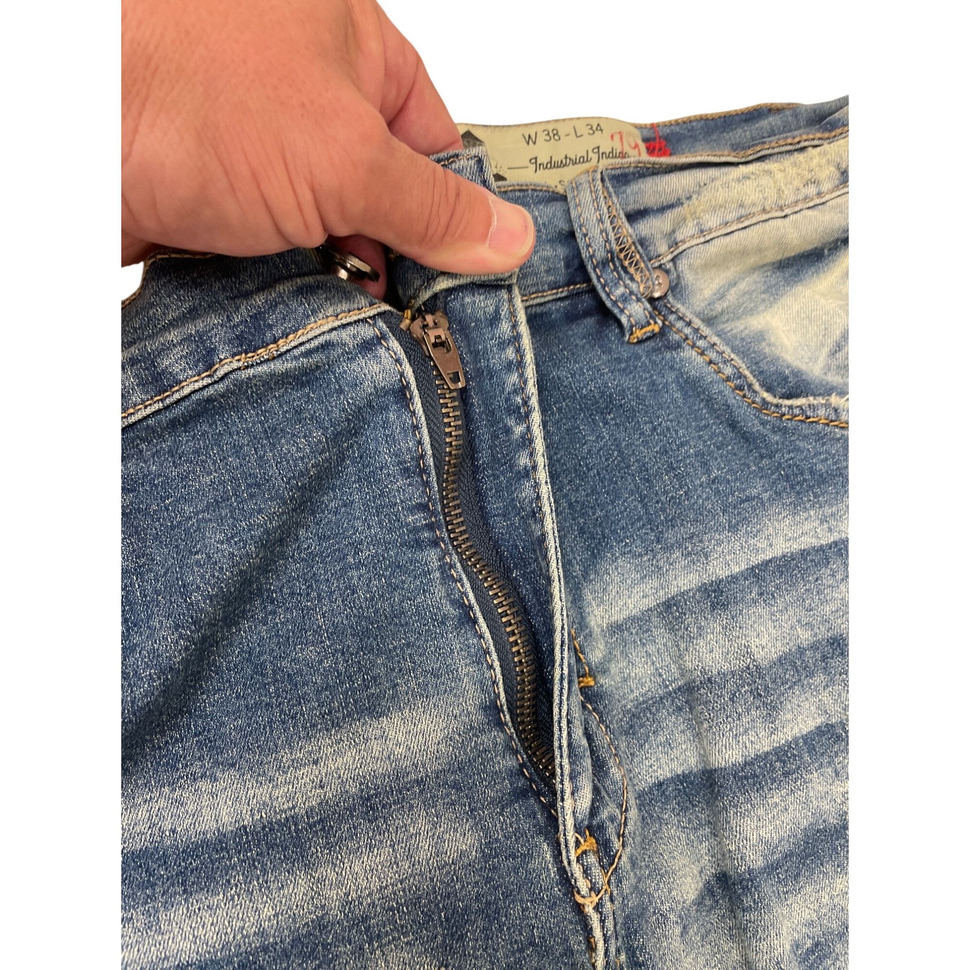 Other Industrial Indigo Mens Blue Distressed Cargo Jeans Pants Siz Size US 38 / EU 54 - 5 Thumbnail