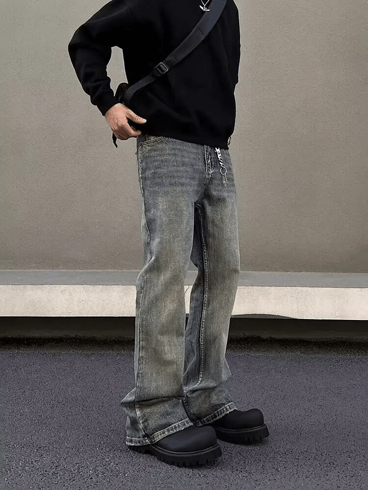 Japanese Brand × Jean Street vintage washed design micro flare jeans Size US 34 / EU 50 - 1 Thumbnail