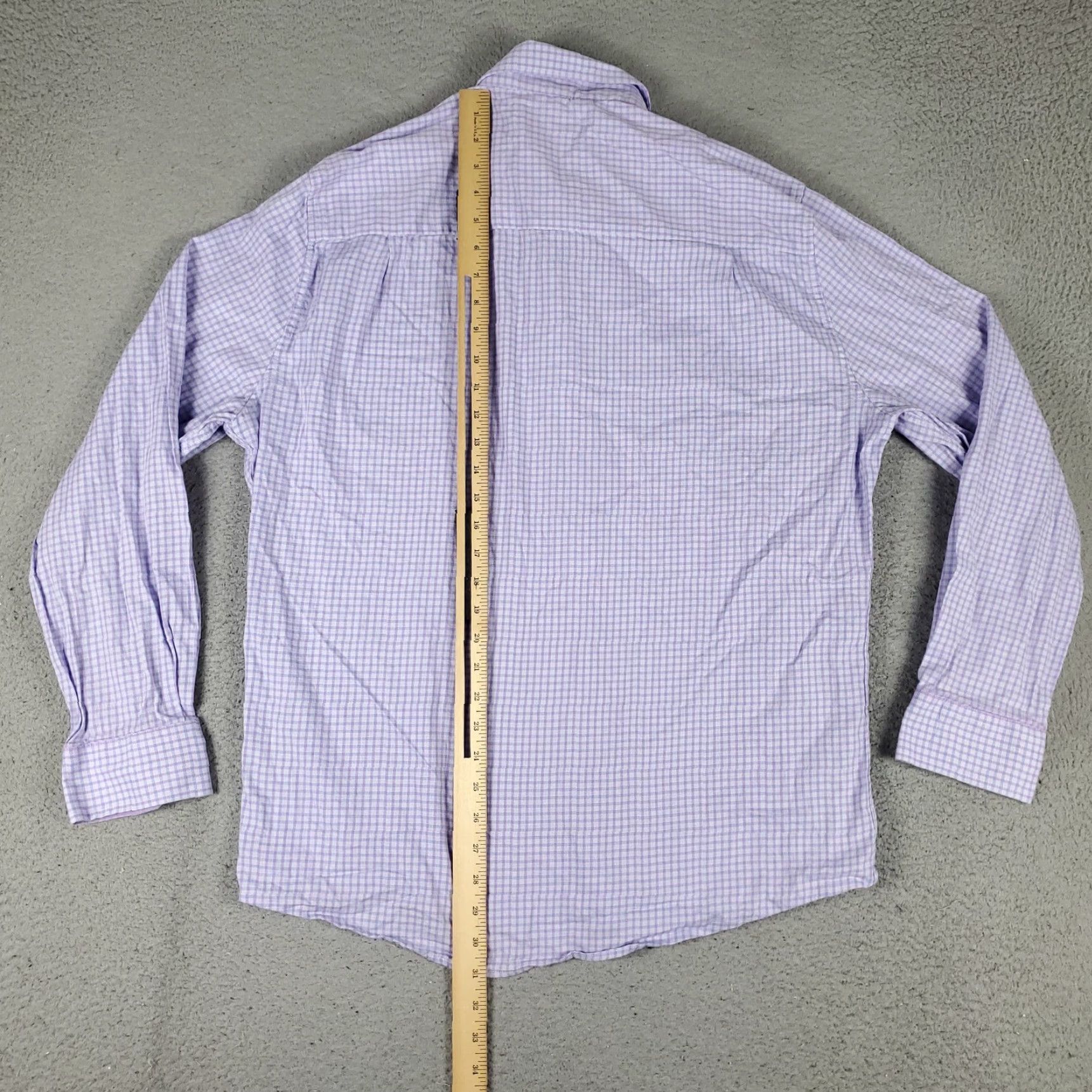 Vintage DUCHAMP Tailored Fit Dress Shirt Mens XL Long Sleeve Purple Check Classic Modern Size 46R - 3 Thumbnail