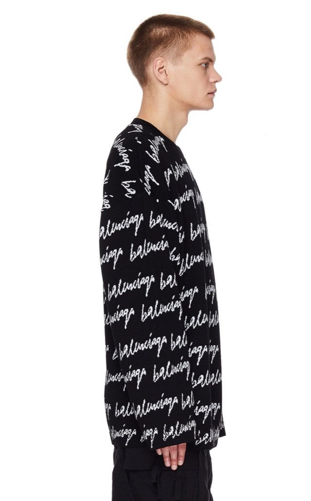 Balenciaga Balenciaga Wool Scribble Logo Sweater Size US M / EU 48-50 / 2 - 4 Thumbnail