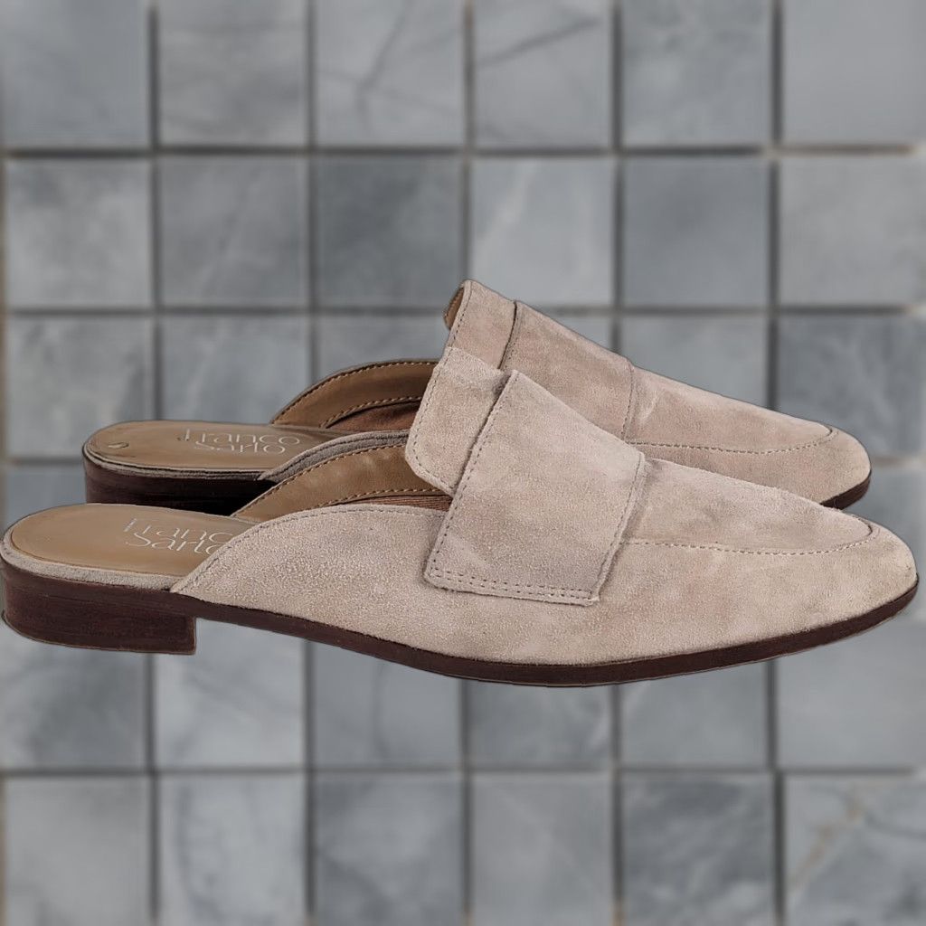 Franco Sarto Franco Sarto Malesa Suede Mule Clog Low Heel Beige Slip On Size 8.5 US Womens Flat Size US 9 / IT 39 - 1 Thumbnail