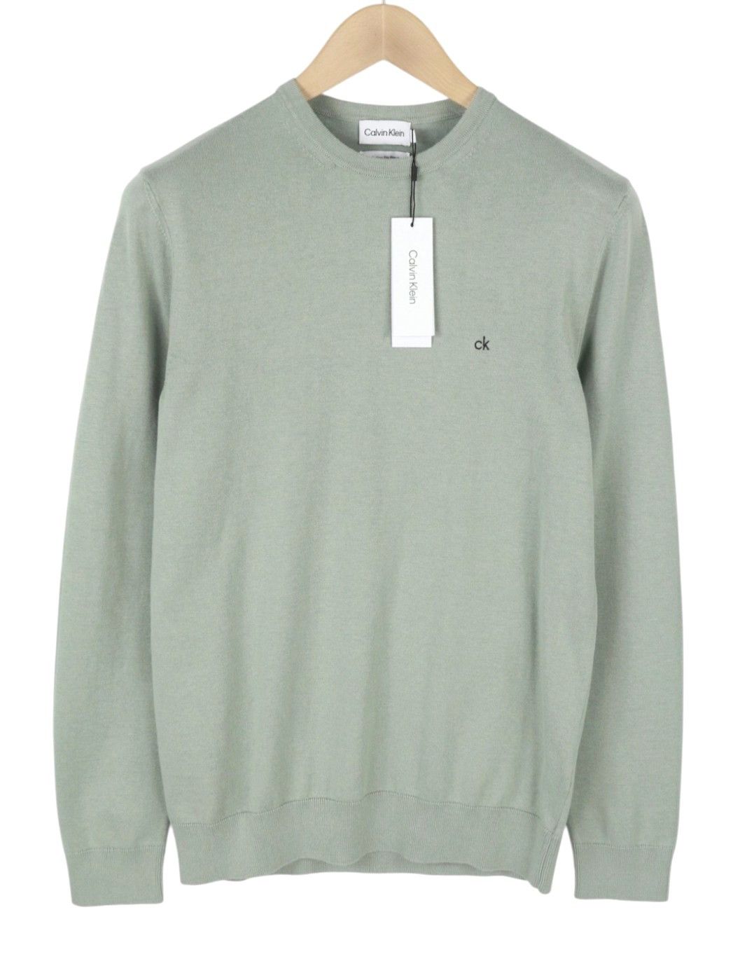 Calvin Klein COTTON SILK BLEND S Slate Grey Knit Pullover Jumper 87432 Size US S / EU 44-46 / 1 - 1 Thumbnail