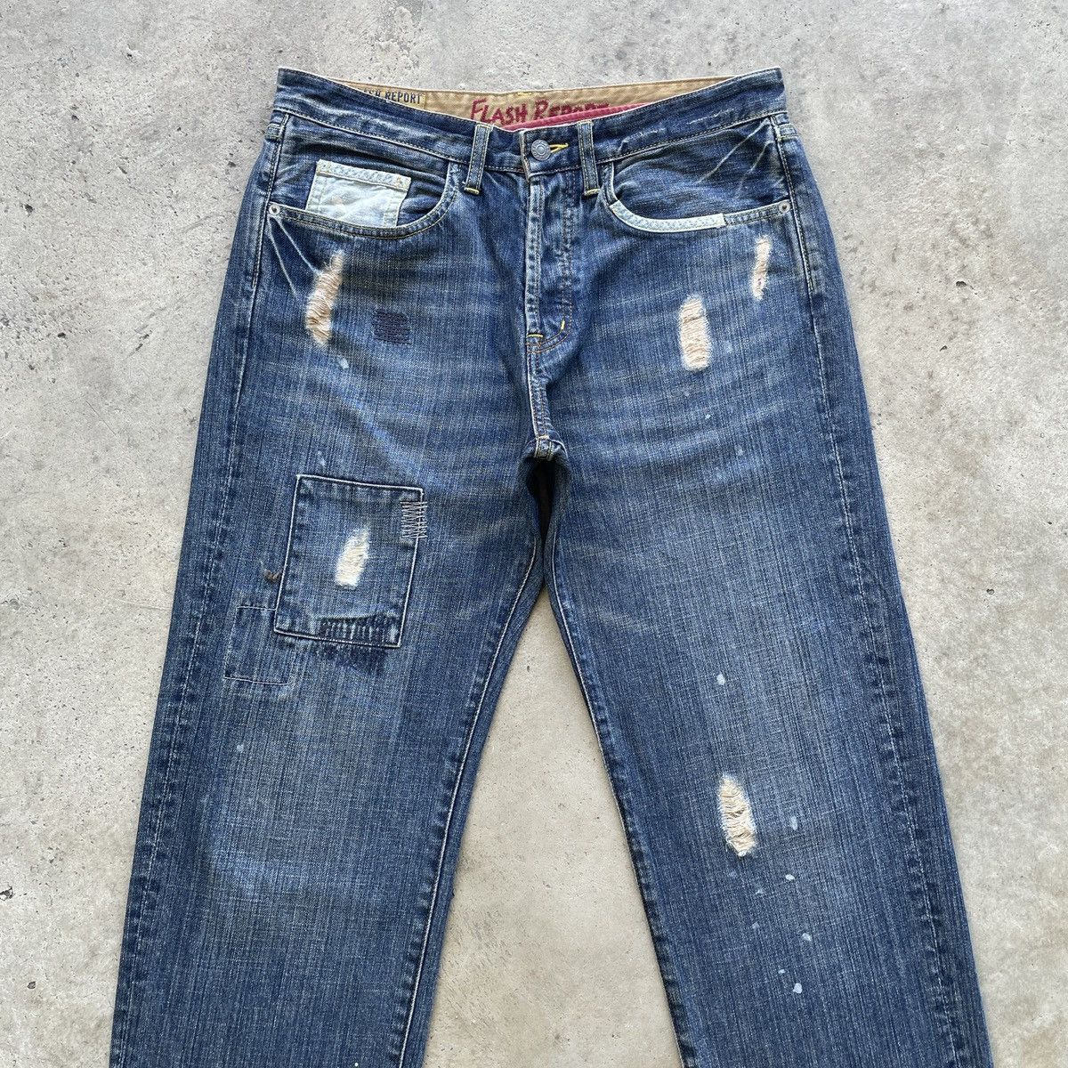 Japanese Brand × Jean × Vintage Vintage Japan Flash Report Distressed Faded Jeans Pants W32 Size US 33 - 4 Thumbnail