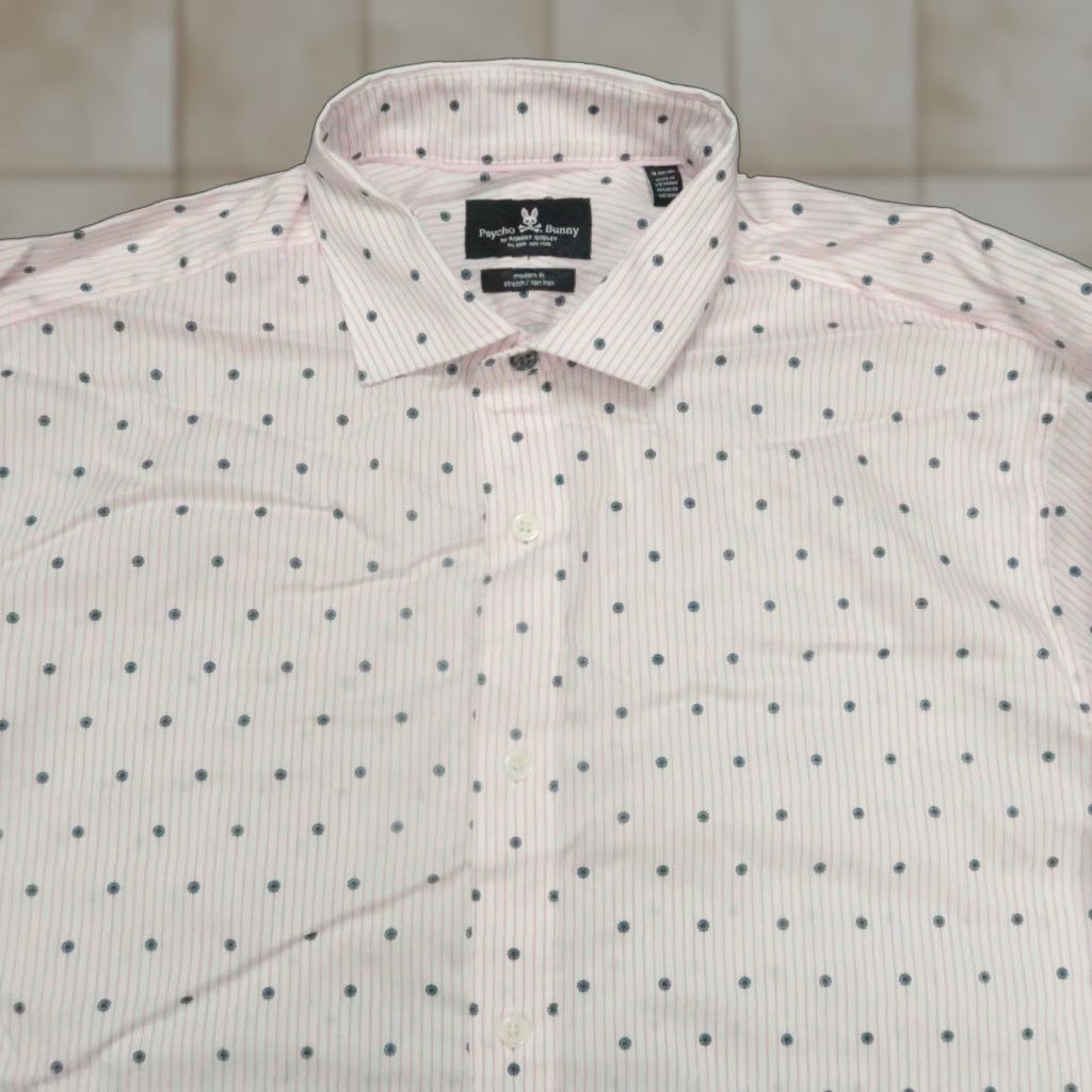Psycho Bunny Shirt Men L White Pink Striped Floral Long Sleeve Modern Fit -  www.bongoclub.cl
