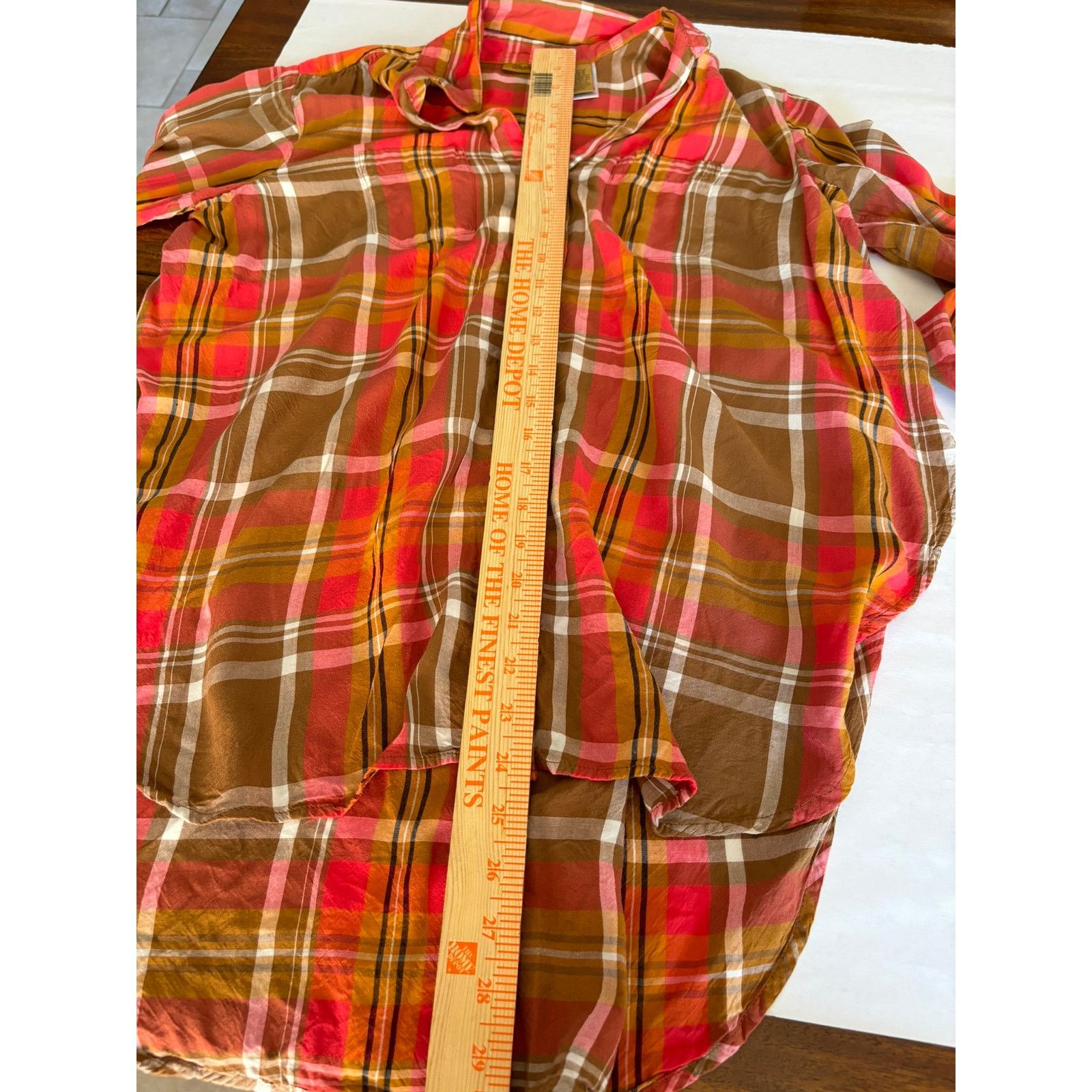 Wrangler Wrangler Womens Orange Plaid Button Down Shirt Size Large Size L / US 10 / IT 46 - 5 Thumbnail