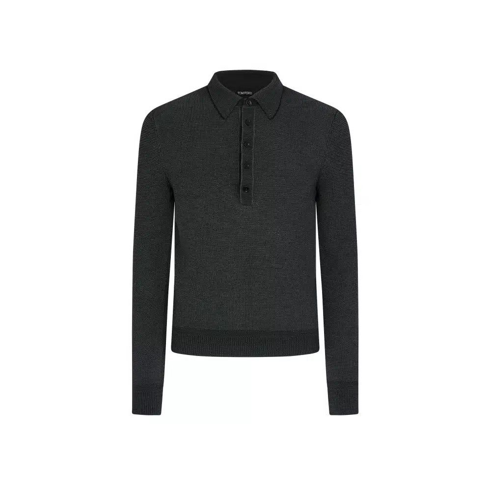 Tom Ford o1loc1c1225 KPL010 Merino Silk Viscose Polo Shirt in Grey Size US L / EU 52-54 / 3 - 1 Thumbnail
