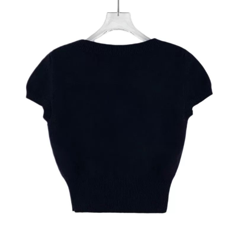 Dior Dior Black floral embroidery cashmere knitted short-sleeve Size XS / US 0-2 / IT 36-38 - 2 Thumbnail