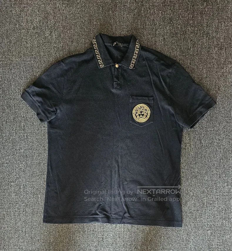 Versace Black Short Sleeve Polo