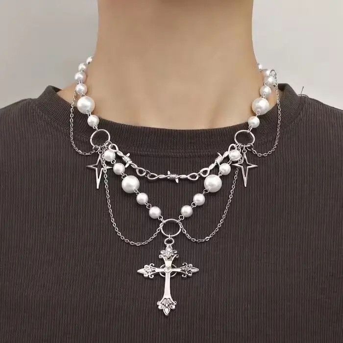 Chain Cross Shine Silver Chain Horror God Pendant Necklace Gothic | Grailed