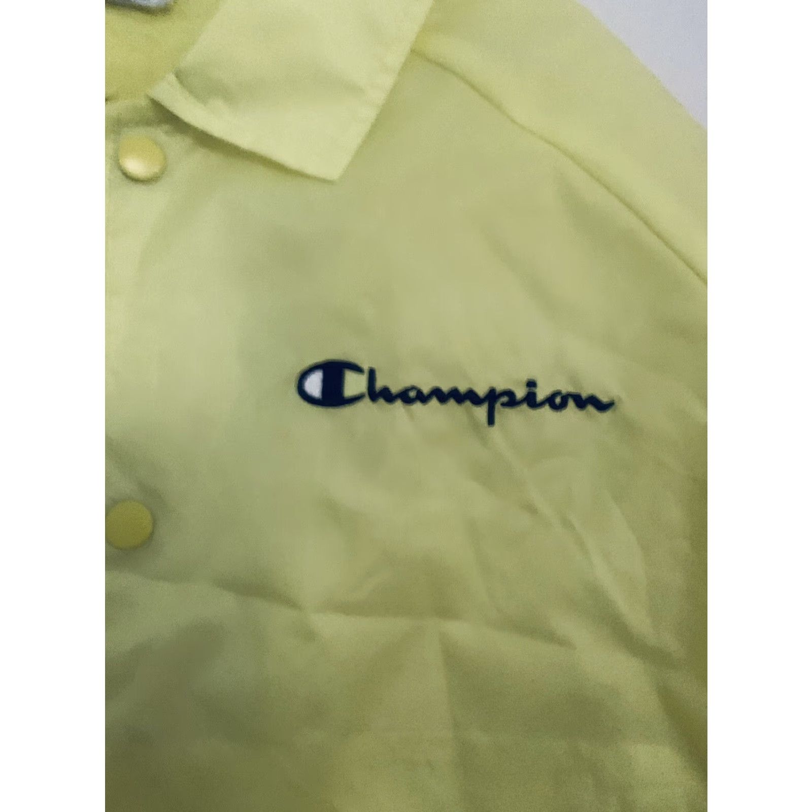 Champion Champion Womens Jacket Long Sleeve Crop Logo Sleeve Size: S Yellow Windbreaker Regular Size S / US 4 / IT 40 - 2 Thumbnail