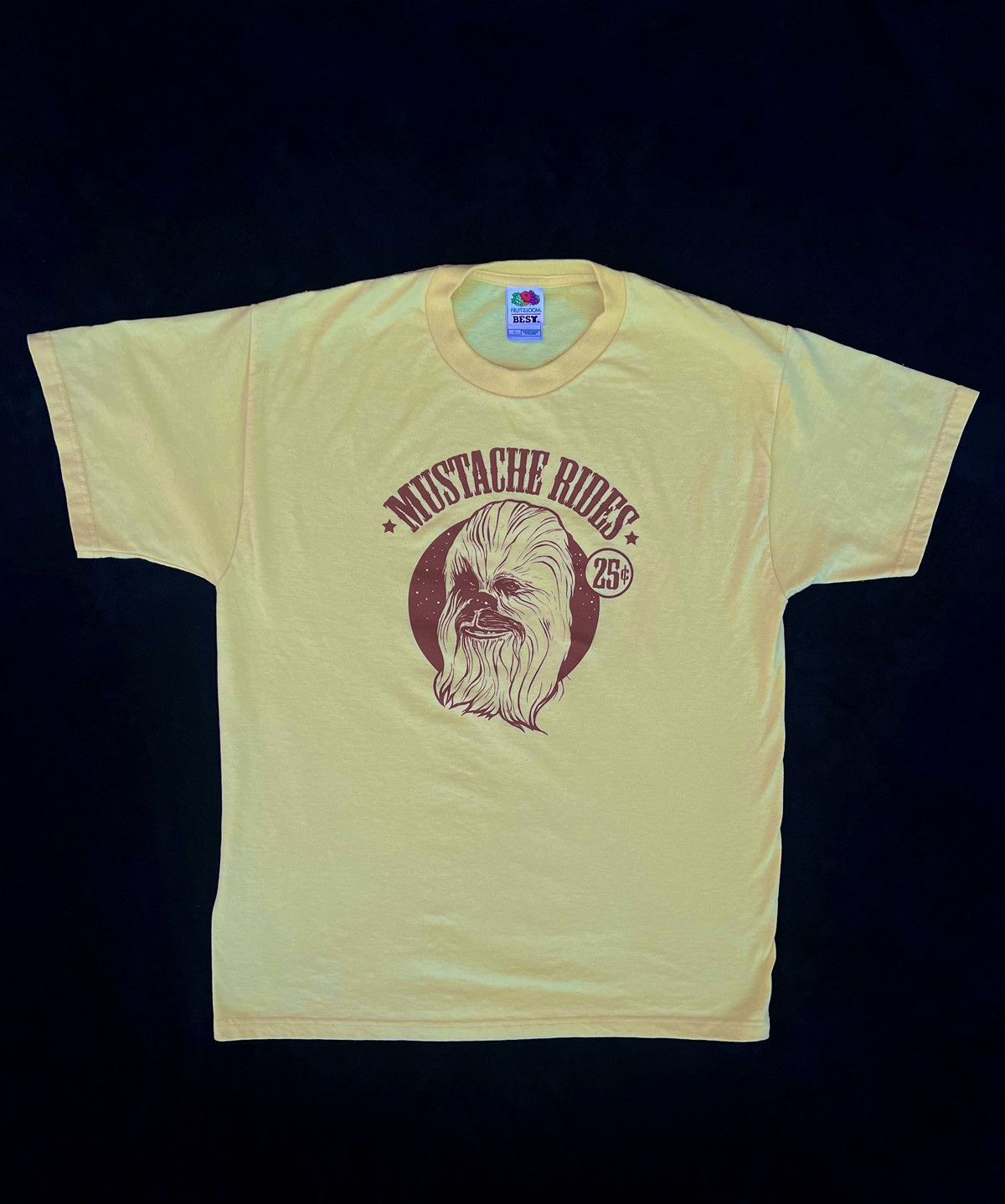 Vintage Vintage Chewbacca “Mustache Rides 25¢” T Shirt | Grailed