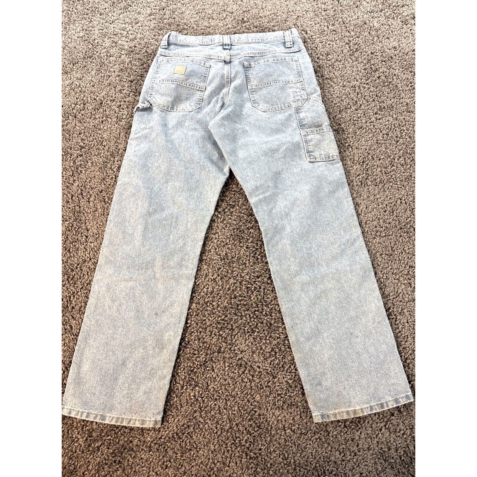 Lee VINTAGE Lee Jeans Men 33x31 Denim Blue Baggy Workwear Carpenter 5-Pocket Straight Inseam 31/32 USA Mens Size US 33 - 2 Thumbnail
