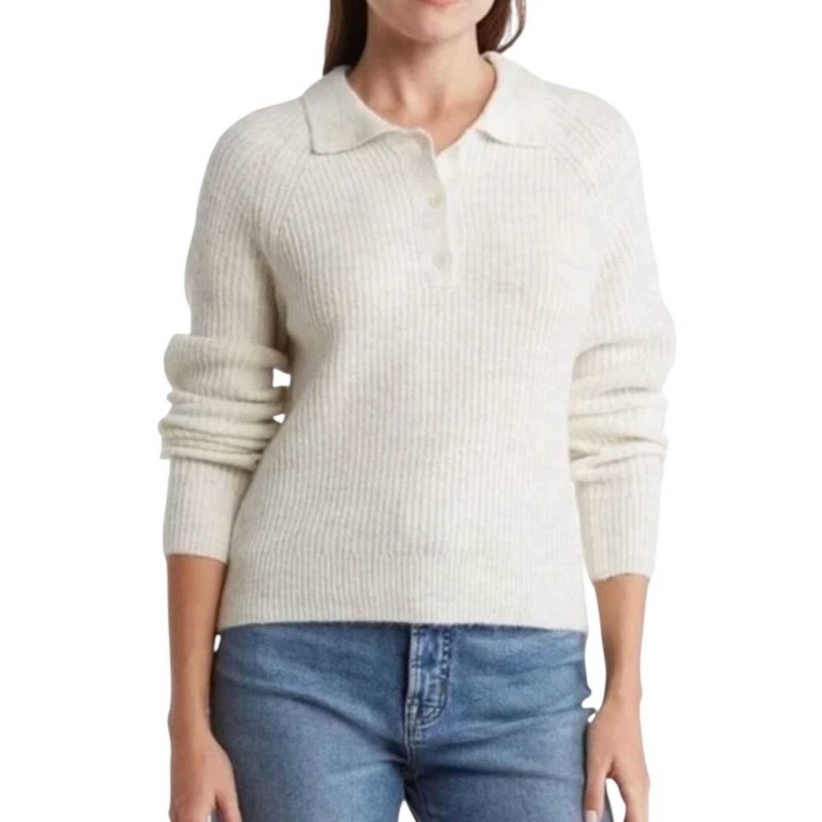 Other Sophie Rue Heathered Ivory Knit Henley Pullover Sweater XS Size XS / US 0-2 / IT 36-38 - 1 Thumbnail