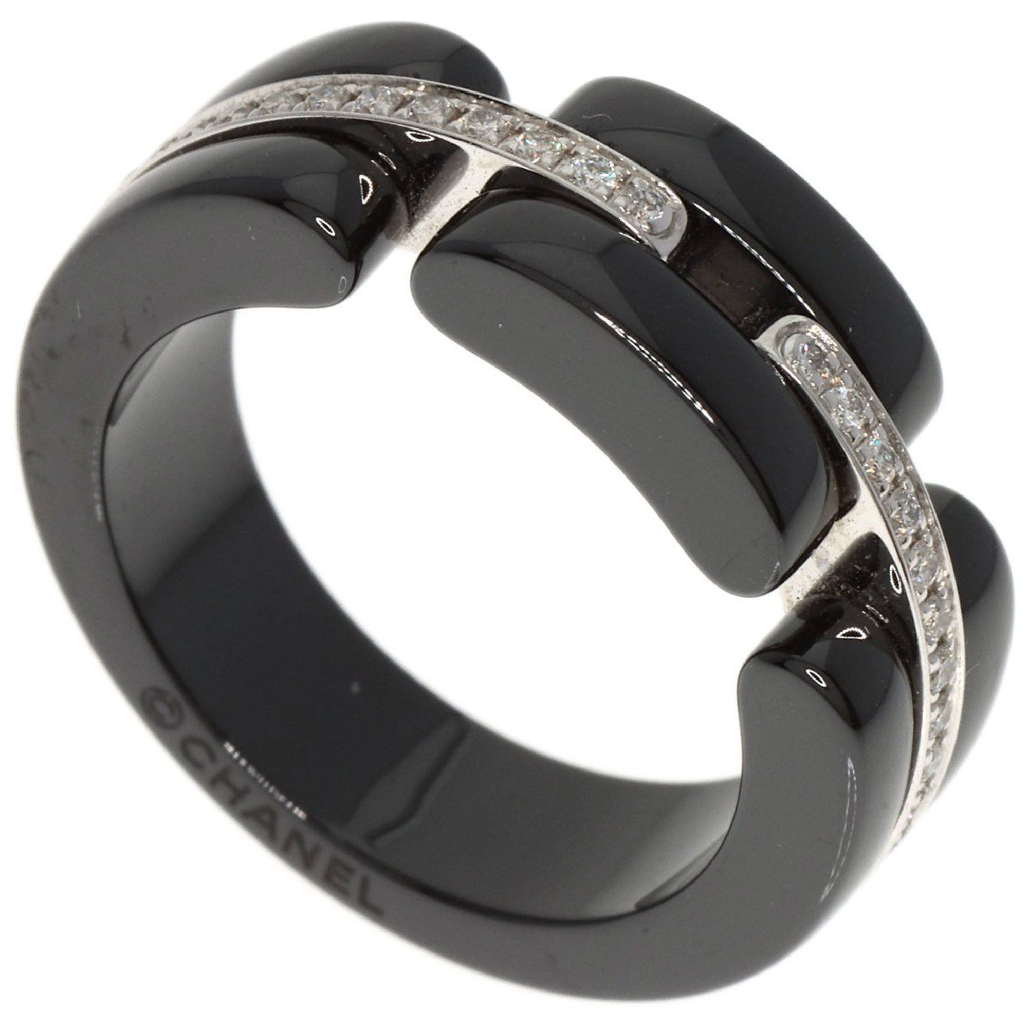 image of Chanel Ultra Ring Diamond Black Ceramic 49 Ceramic/k18Wg Women's