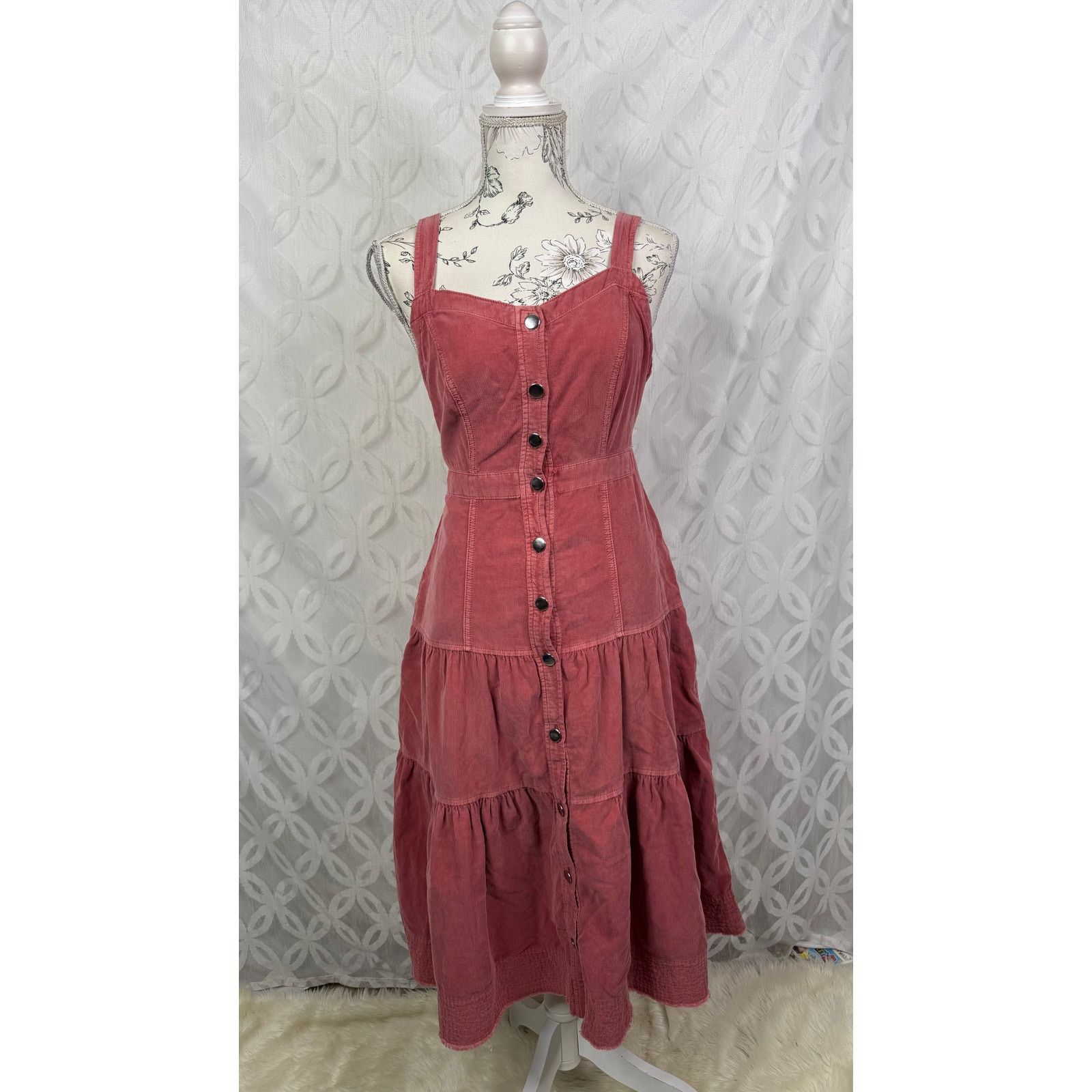 Anthropologie Pilcro Tiered Corduroy Midi Dress Size 2 NWT