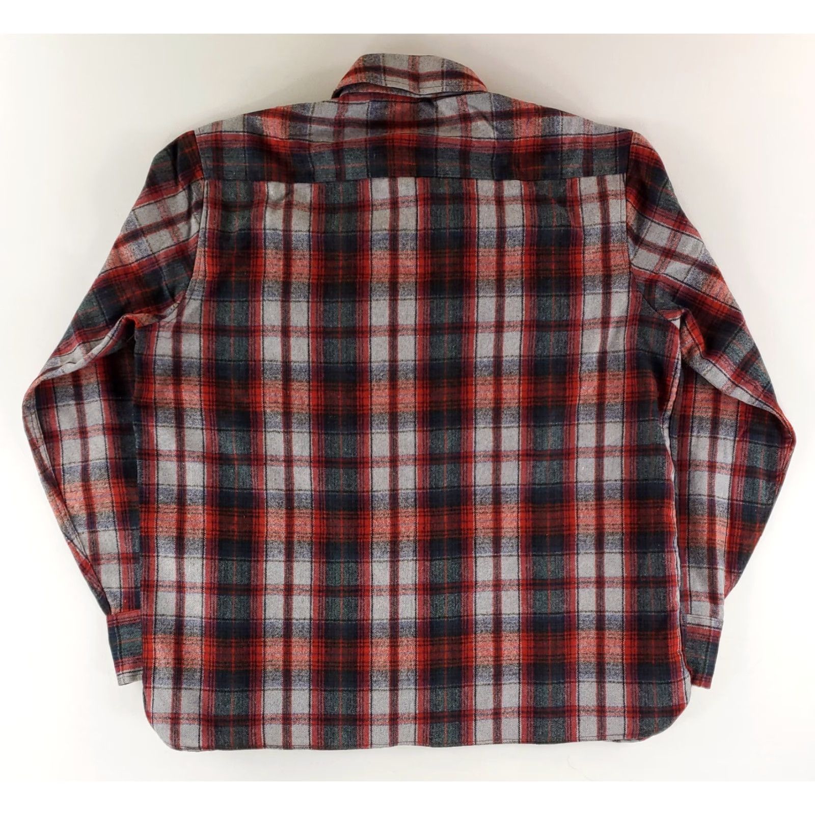 Arrow Arrow Button Up Shirt Wool Blend Flannel Loop Collar Multicolor Red Gray Blue Green Mens L Shirt Size US L / EU 52-54 / 3 - 5 Thumbnail