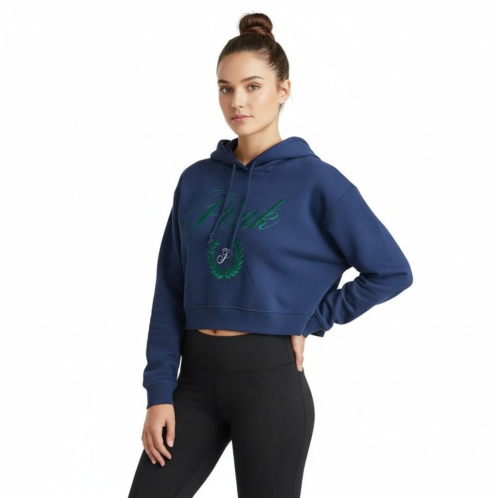 Victoria's Secret Victoria's Secret Pink Navy Fleece Cropped Hoodie, XS Size XS / US 0-2 / IT 36-38 - 1 Thumbnail