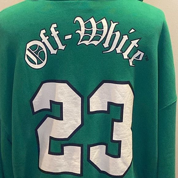 Off-White Off-White Oversize Football Logo Graphic Hoodie in Green (M) Size US M / EU 48-50 / 2 - 6 Thumbnail