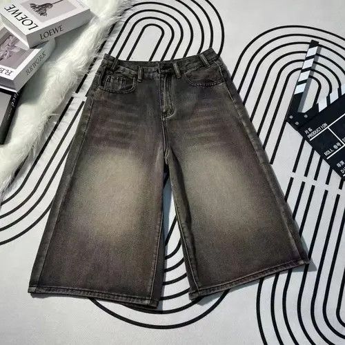 Japanese Brand Black distressed washed oversize denim shorts Size US 32 / EU 48 - 1 Thumbnail