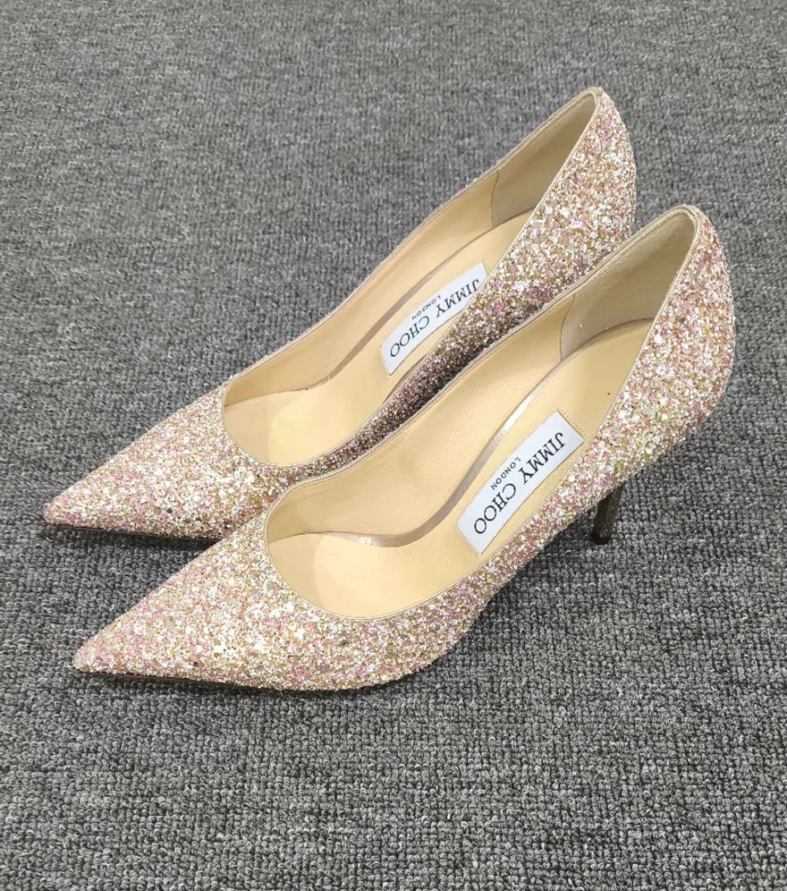 Jimmy Choo Jimmy Choo Pink Sequin Metallic Heel Pumps Size US 6.5 / IT 36.5 - 1 Thumbnail