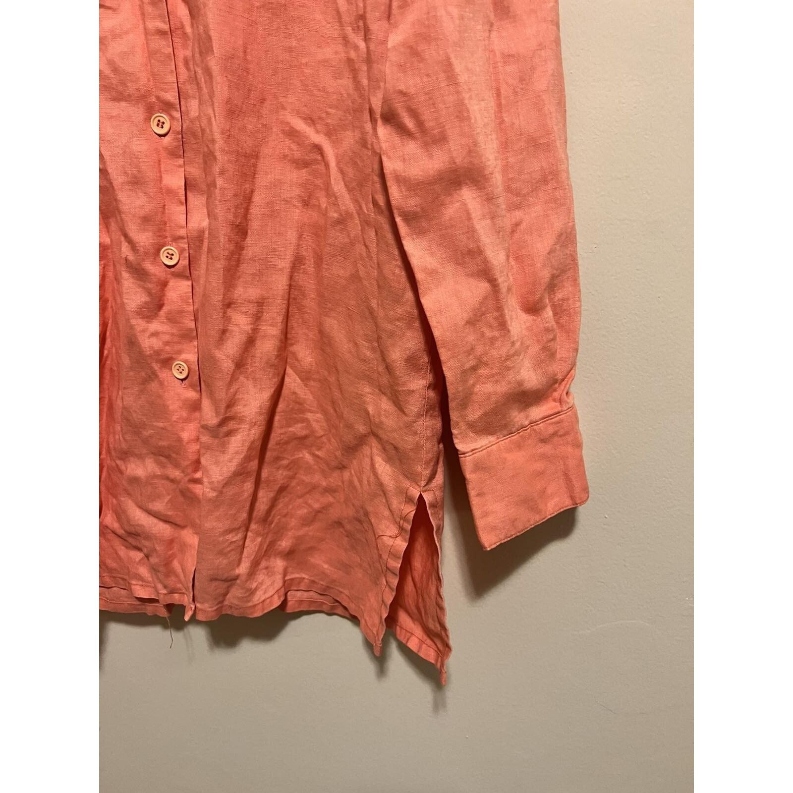 Anthropologie Anthro HARBOR Women's salmon pink button up Size M A000173 Size M / US 6-8 / IT 42-44 - 4 Thumbnail