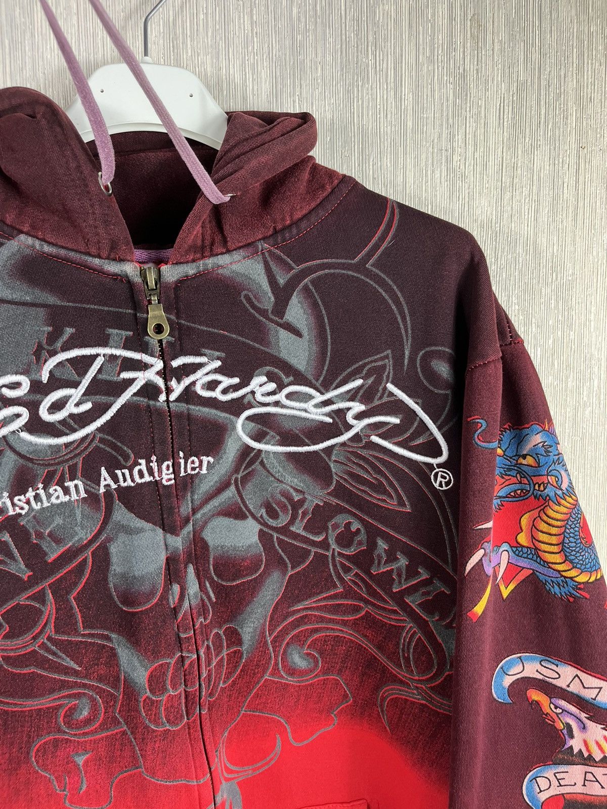 Christian Audigier × Ed Hardy × Vintage Vintage Ed Hardy Christian Audigier y2k zip hoodie ombre Size US L / EU 52-54 / 3 - 13 Thumbnail