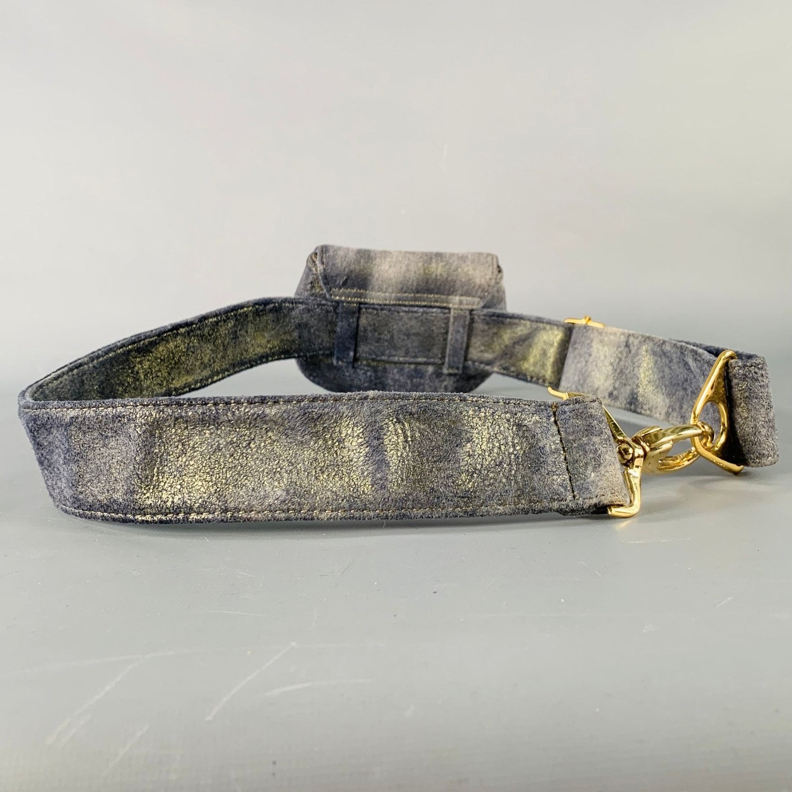 Other JAMES DRAKE Grey Gold Metallic Leather Micro Belt Bag Size ONE SIZE - 3 Thumbnail