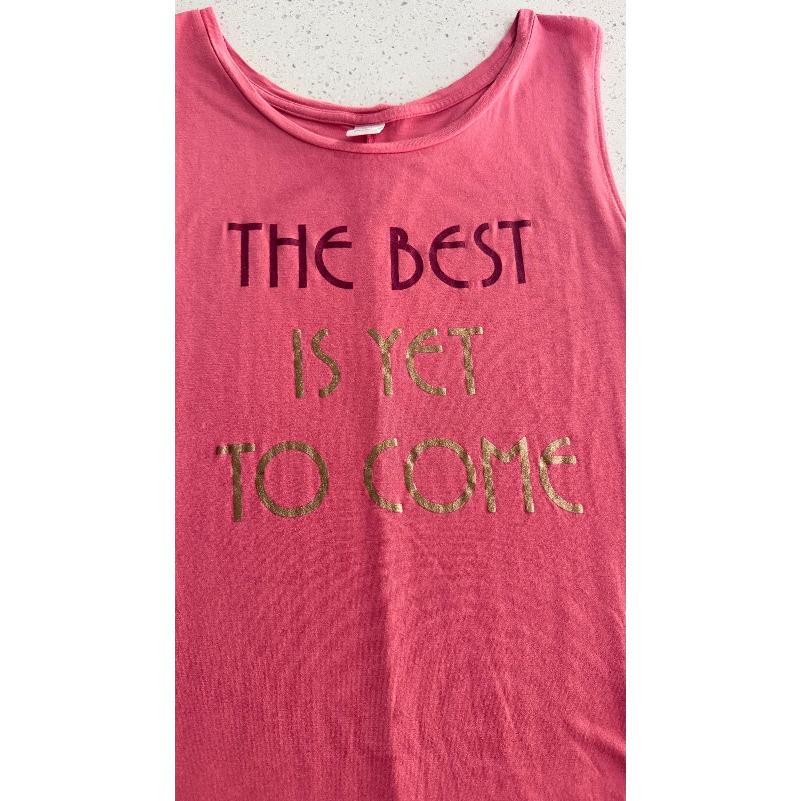 Old Navy Old Navy Womens Tank XL Solid Pink The Best Is Yet To Come Size XL / US 12-14 / IT 48-50 - 2 Thumbnail