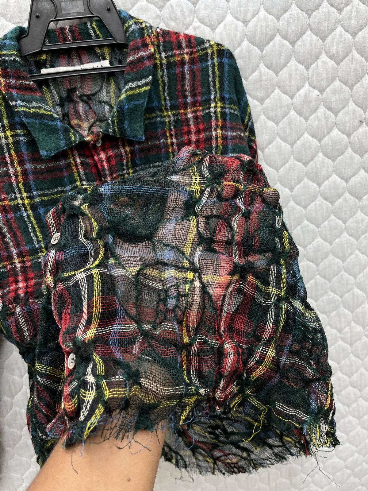 Issey Miyake 🔥🔥VINTAGE ISSEY MIYAKE SUNAO KUWAHARA TARTANWOOL MESH SHIRTS Size M / US 6-8 / IT 42-44 - 7 Thumbnail