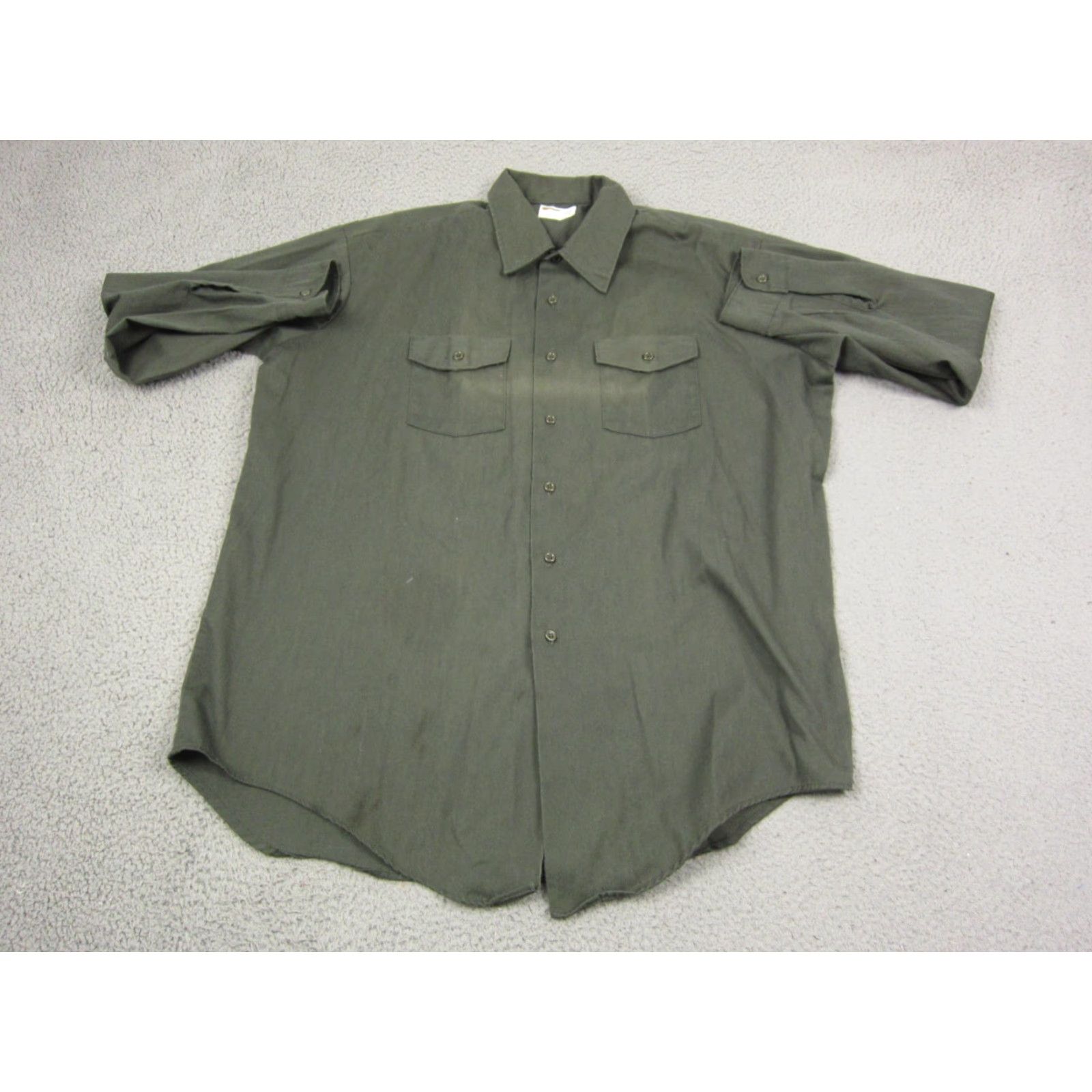 Imperial VINTAGE Key Imperial Shirt Mens 18.5 Green Canvas Work Leisure 70s Made in USA Size US XXL / EU 58 / 5 - 2 Thumbnail