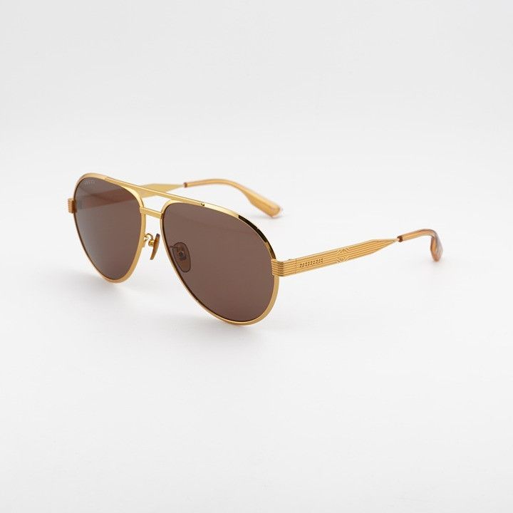 Gucci Gucci GG1513S 002 Sunglasses Yellow Gold Aviator Frame Size ONE SIZE - 1 Thumbnail