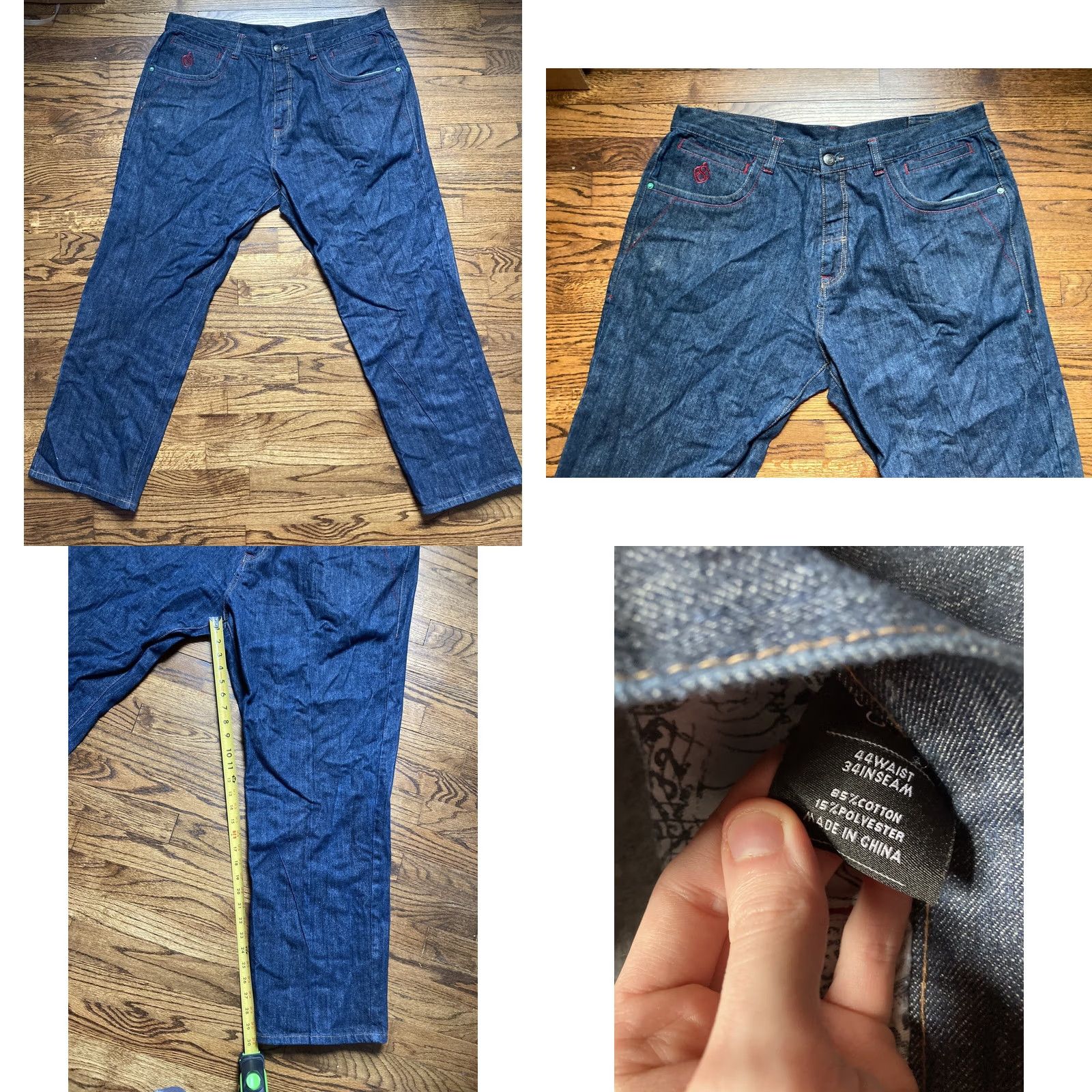Vintage VINTAGE Eight 732 Jeans Men 44x34 Denim Patch Embroidered Wide-Leg Skater Y2K 90s Baggy Workwear City Hipster College JSB Size US 44 / EU 60 - 8 Thumbnail