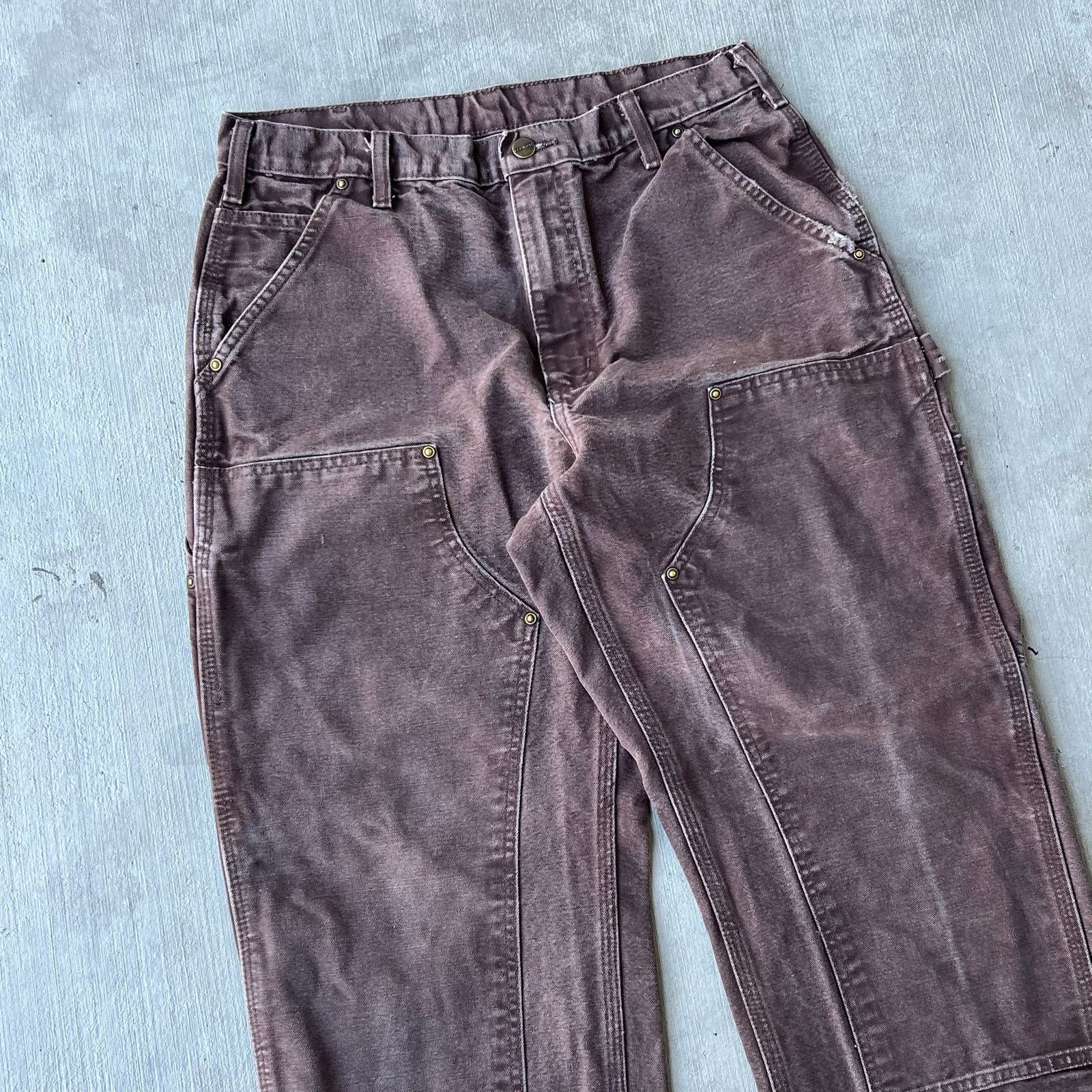 Carhartt × Vintage Carhartt brown faded double knee work wear carpenter pants Size US 32 / EU 48 - 3 Thumbnail