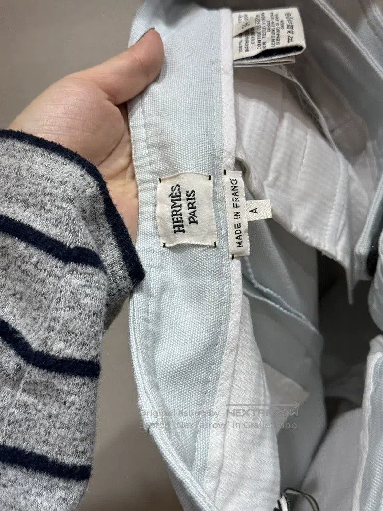 Hermes Hermes White women's casual pants, classic straight fit Size 42" / US 20 - 3 Thumbnail