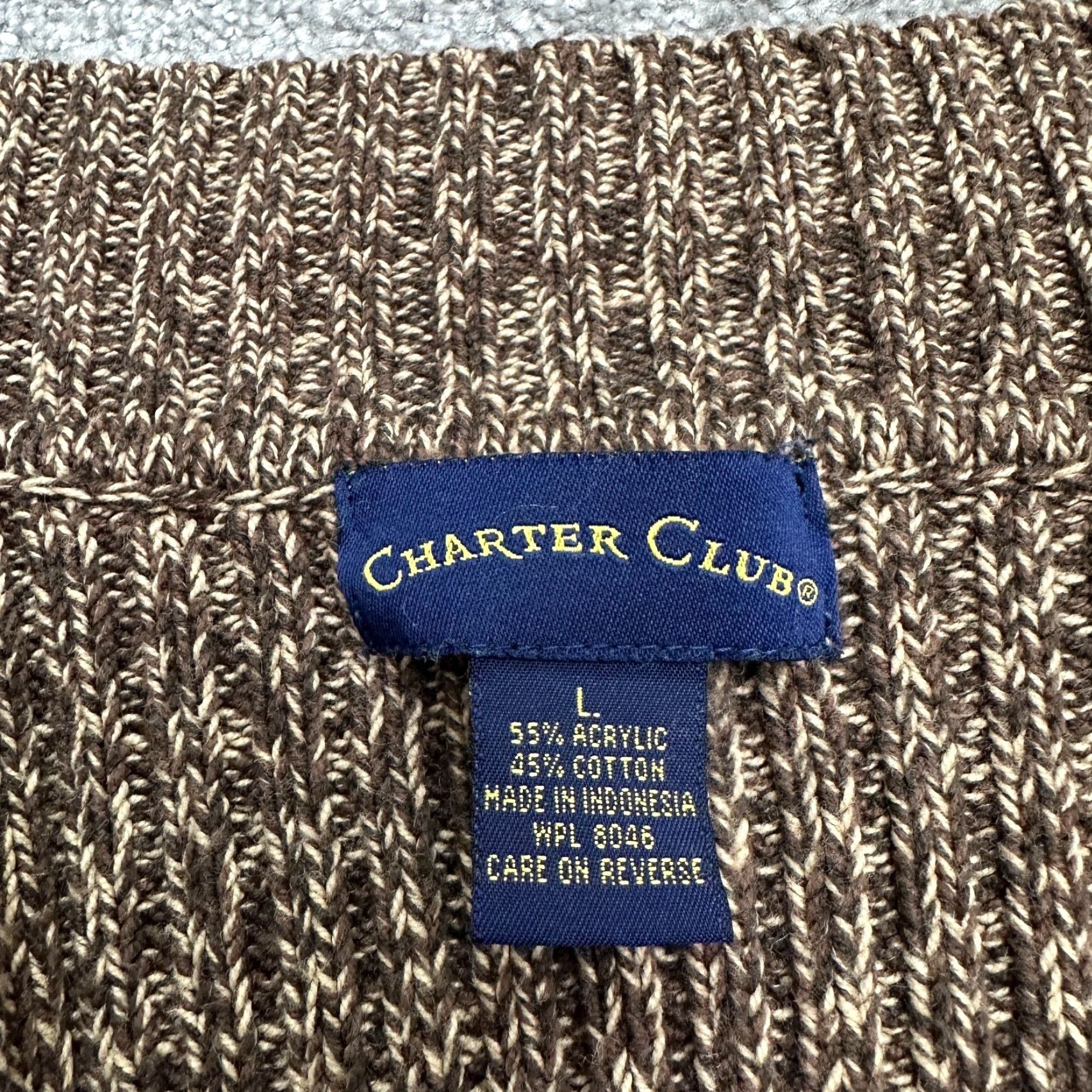 Charter Club VINTAGE Charter Club Cardigan Sweater - Full Zip - Womens Large Brown Knit All Seasons Cardigan - Regular Fit, Mock Neck, Long Sleeve Size L / US 10 / IT 46 - 4 Thumbnail