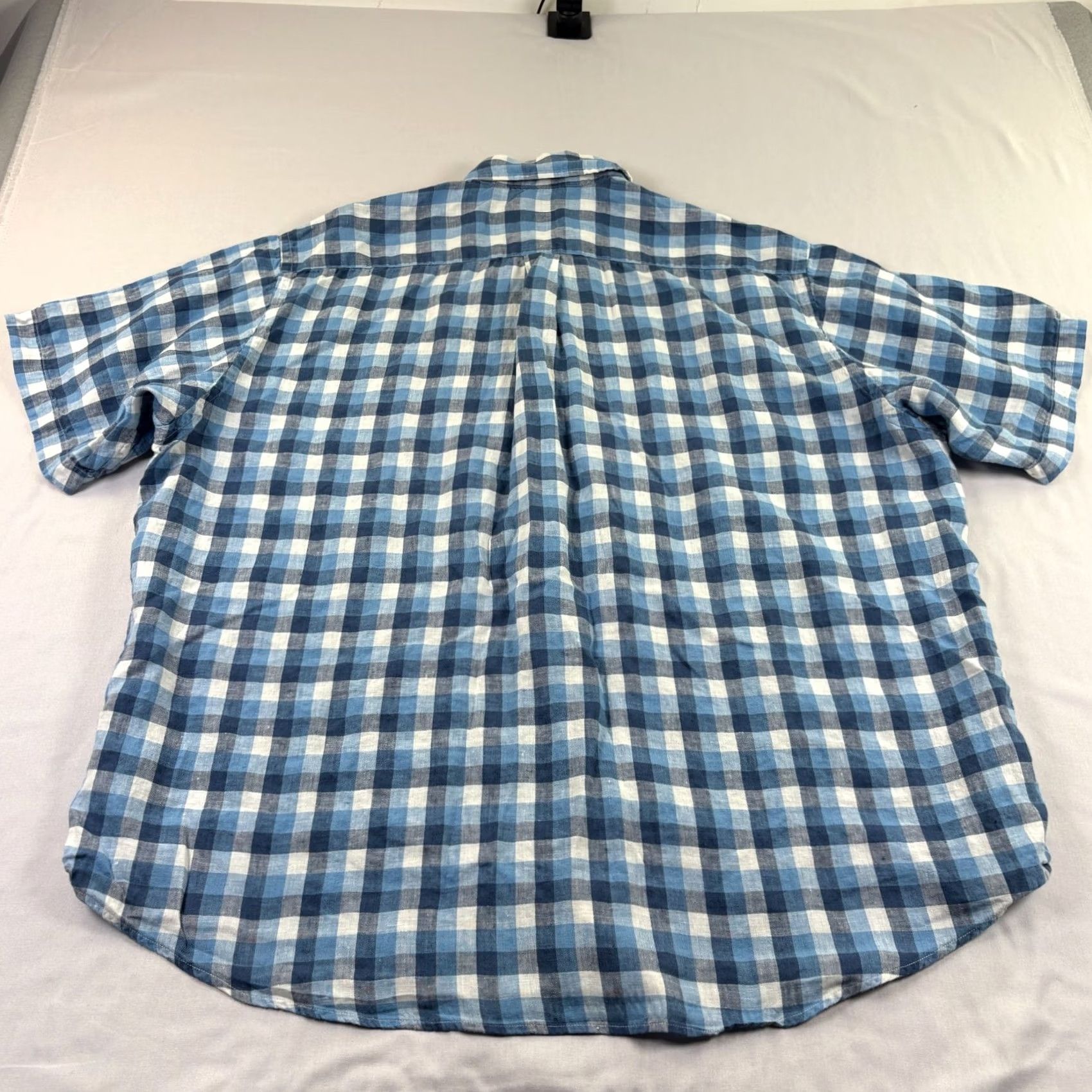 Brooks Brothers Brooks Brothers Linen Shirt Mens 2XL Blue Plaid Button-Up Short Sleeve Beach Shirt Size US XXL / EU 58 / 5 - 7 Thumbnail