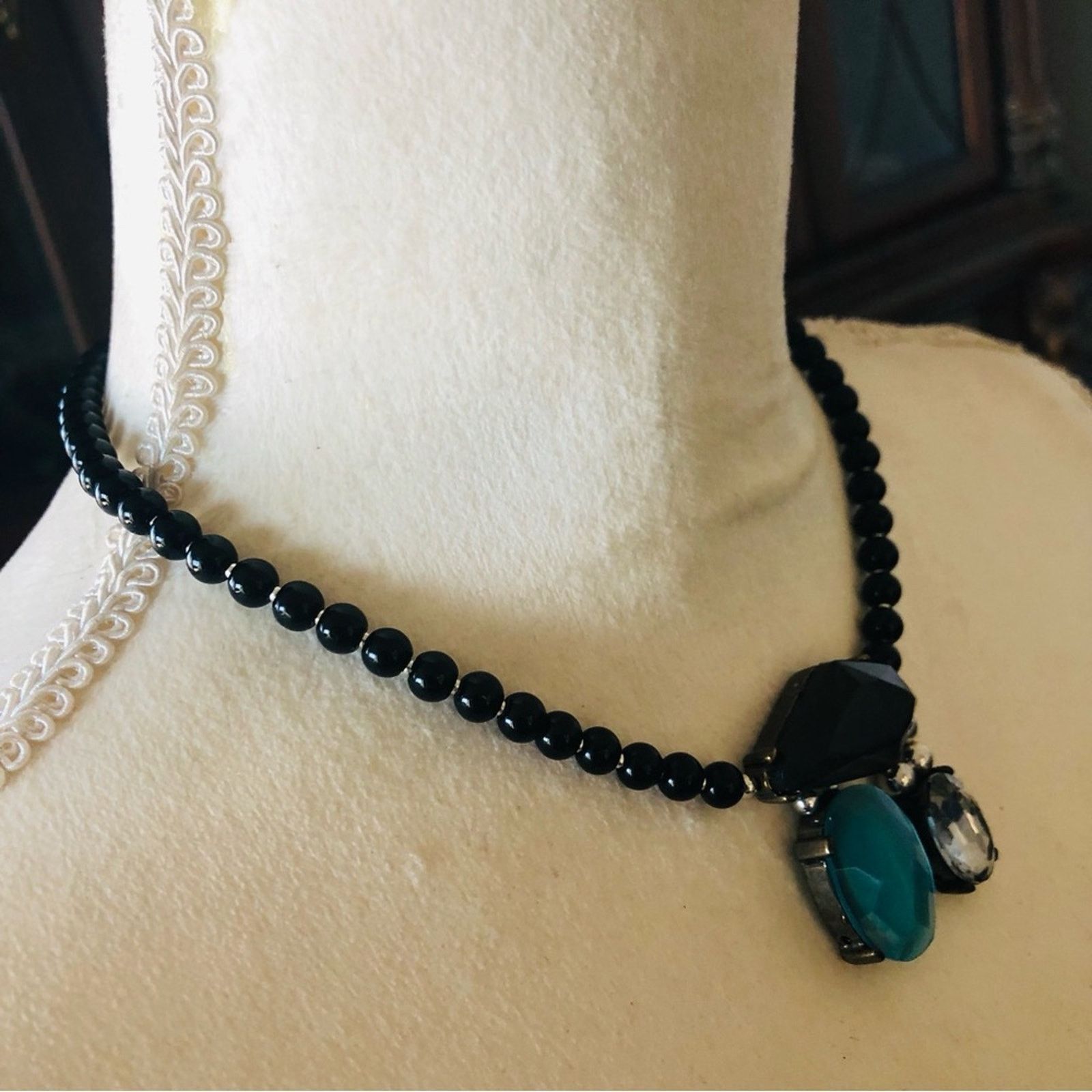 Handmade Handcrafted repurpose faceted stone Pearl necklace Size ONE SIZE - 3 Thumbnail