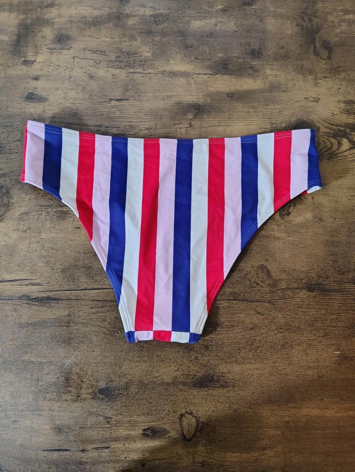 Old Navy Old Navy Striped Bikini Bottoms Red Blue White Pink Beach Size ONE SIZE - 2 Thumbnail
