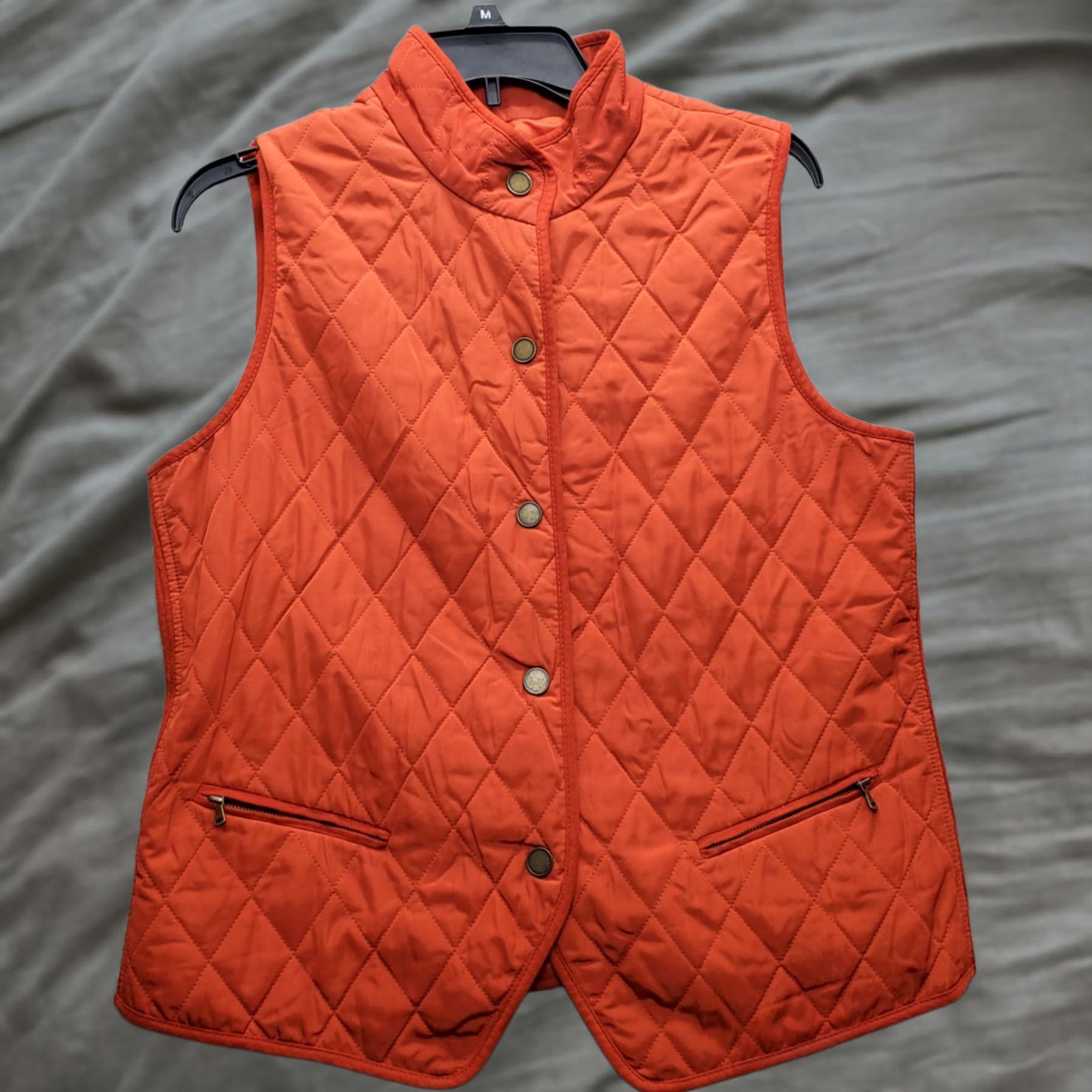 Talbots Talbots Quilted Vest Womens Medium Orange Lined Stretch Snap Front Size M / US 6-8 / IT 42-44 - 1 Thumbnail