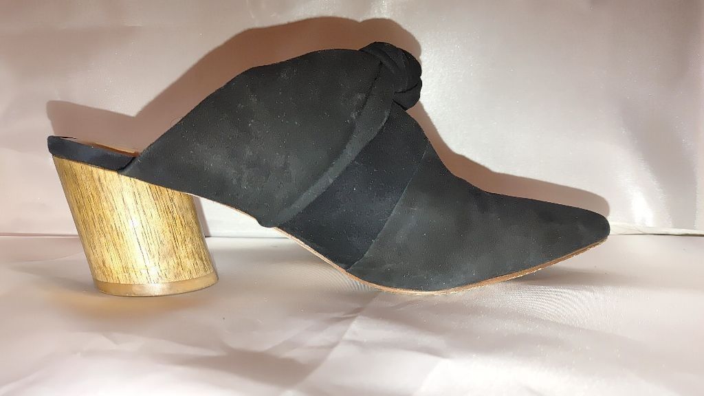 Bernhard Willhelm Bernardo Finley Suede Knot Wooden Heel Mule Size 7.5M Size US 7.5 / IT 37.5 - 3 Thumbnail