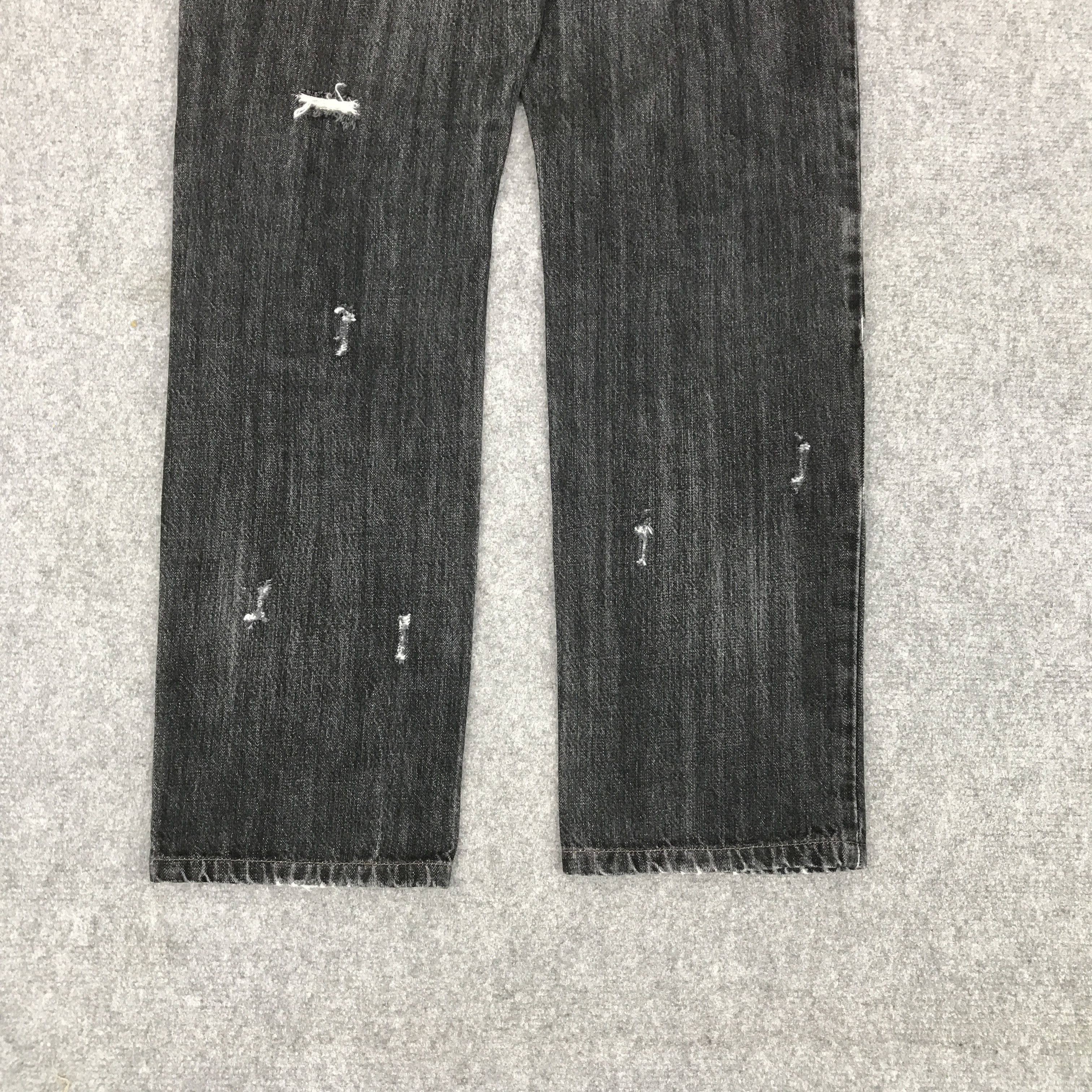 Edwin × Japanese Brand BLACK DENIM EDWIN DISTRESSED PUNK STYLE JEANS Size US 31 - 6 Thumbnail