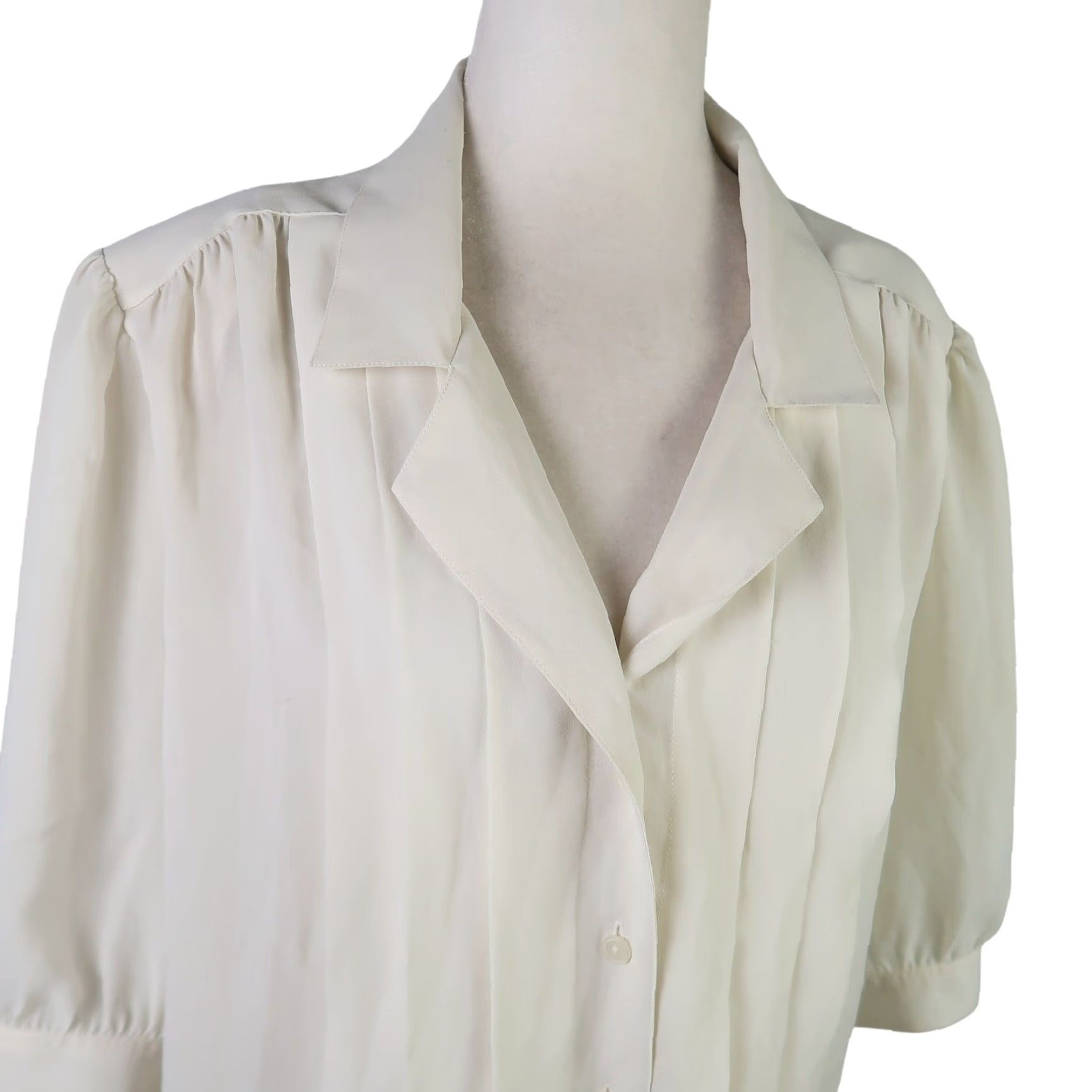 Vintage VINTAGE Laura & Jayne cream pintuck pleat front blouse 90s Short Sleeve 16 Plus Womens Blouse Size XXL / US 16-18 / IT 52-54 - 2 Thumbnail