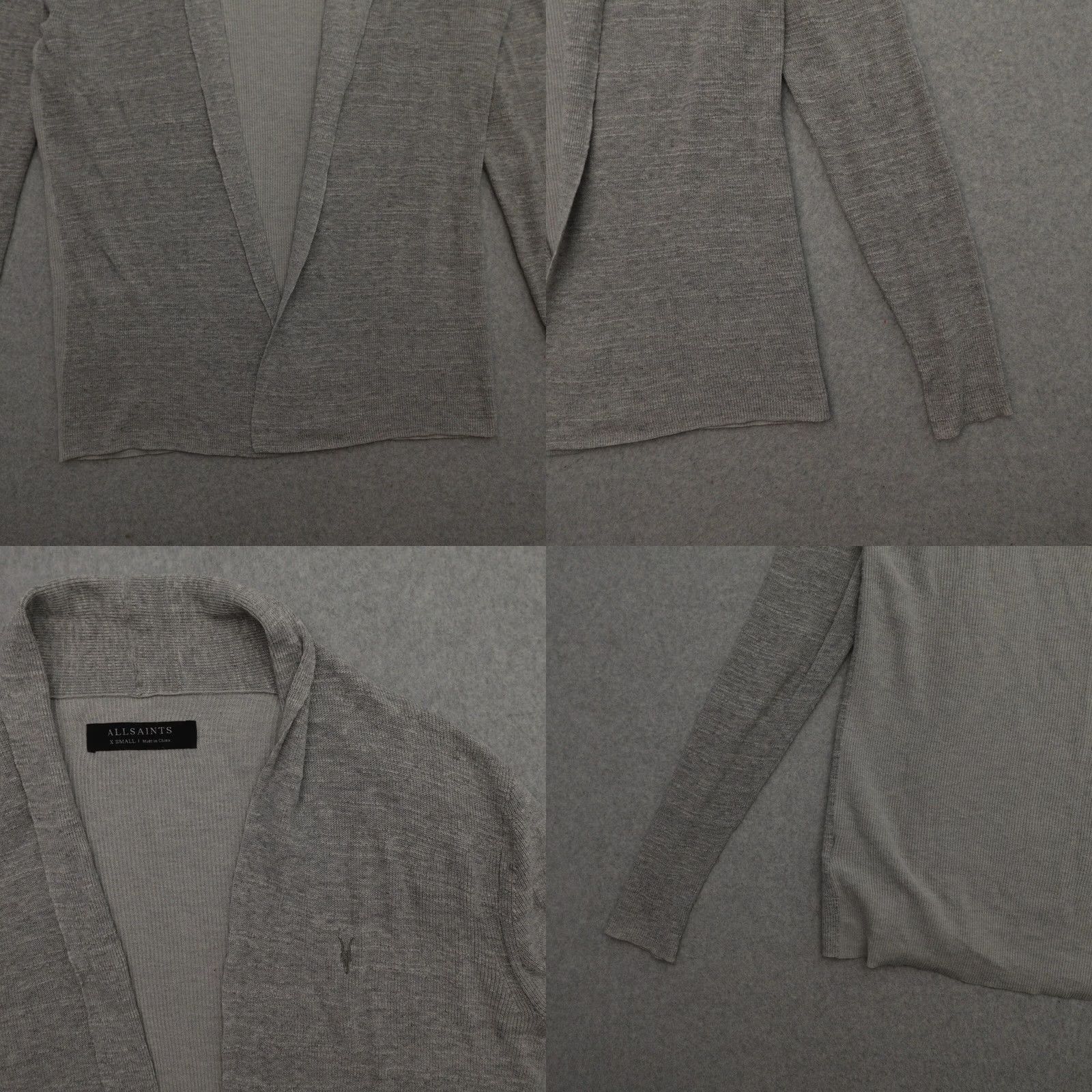 Allsaints ALLSAINTS Cardigan Shirt XS Gray Long Sleeve Knit Merino Wool Open Knit Women Size XS / US 0-2 / IT 36-38 - 8 Thumbnail