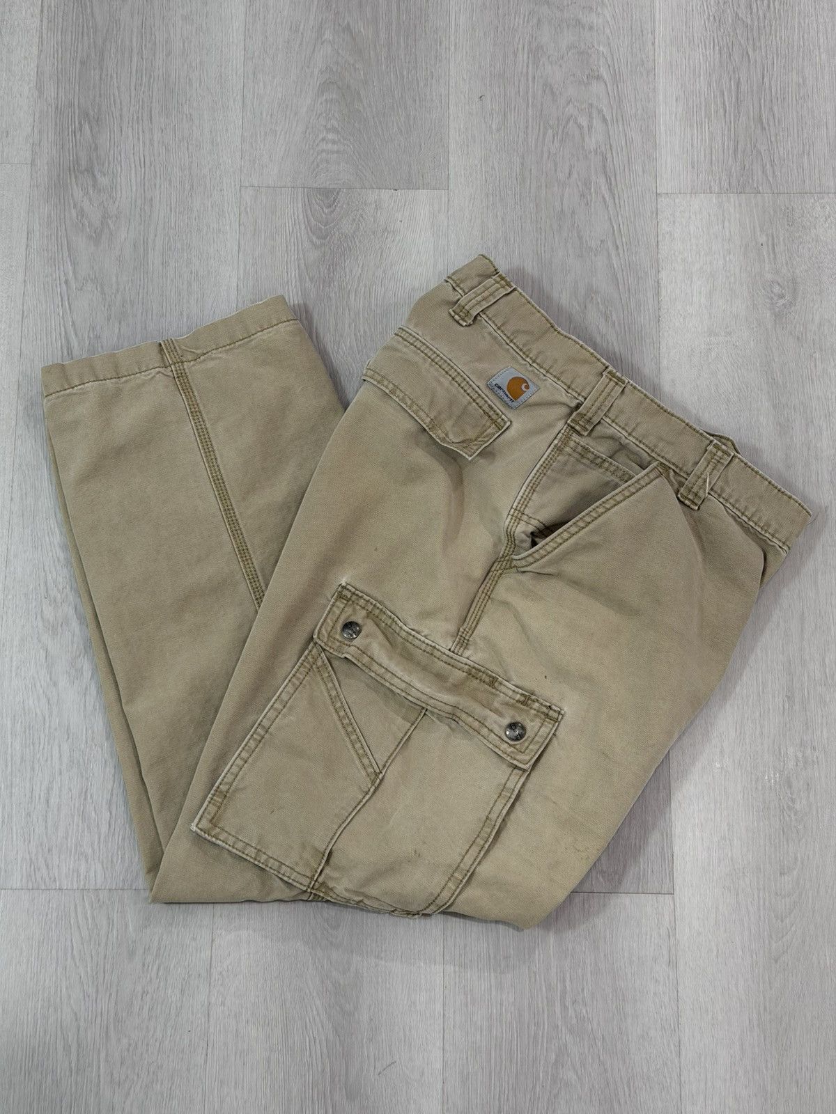 Carhartt Vintage Carhartt Cargo Relaxed Fit 38x30 Workwear Tan Brown Size US 38 / EU 54 - 4 Thumbnail