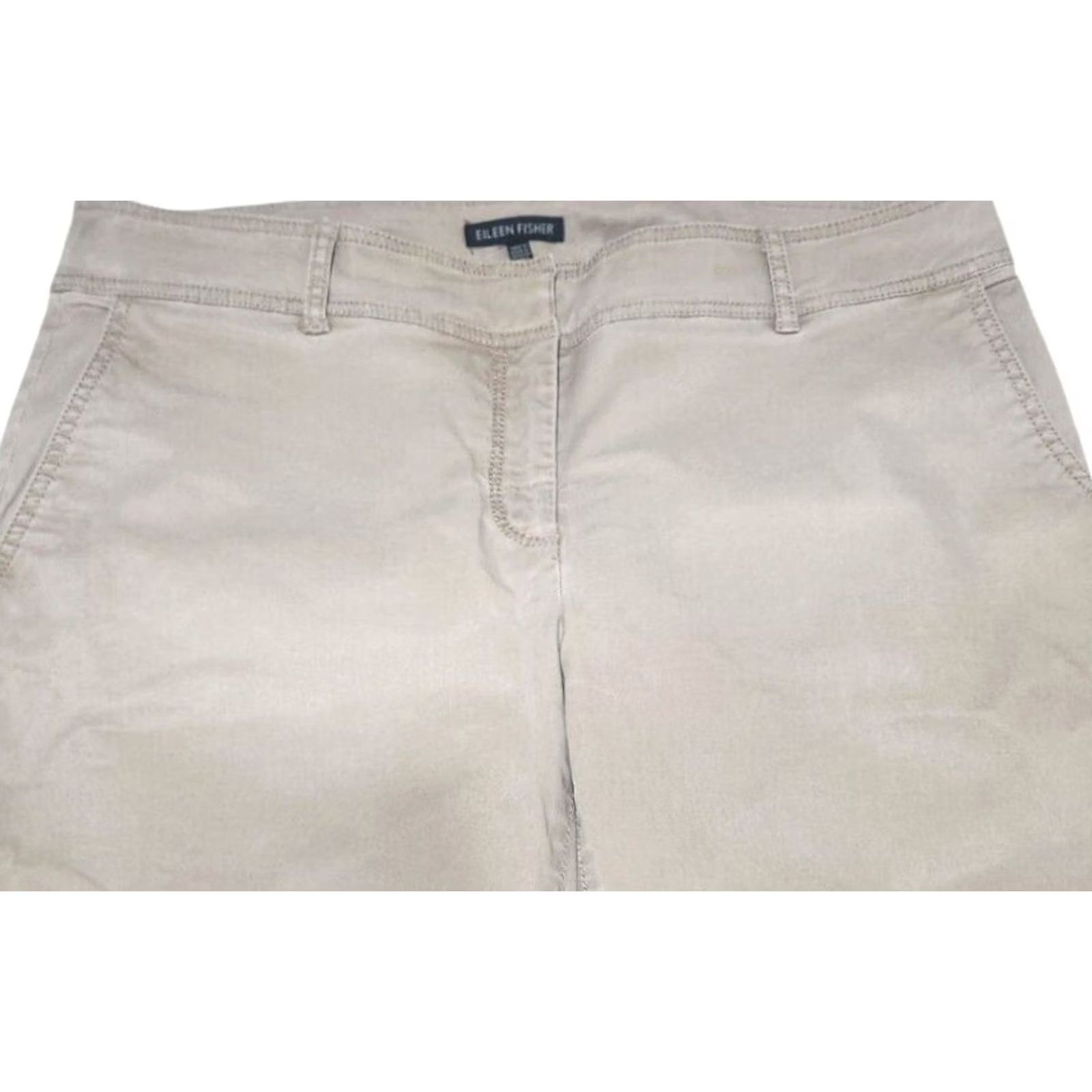 Eileen Fisher Eileen Fisher Pants Chino Womens 10 Flat Front Pockets Organic Cotton Tencel Tan Belted Formal Front Size 32" / US 10 / IT 46 - 3 Thumbnail