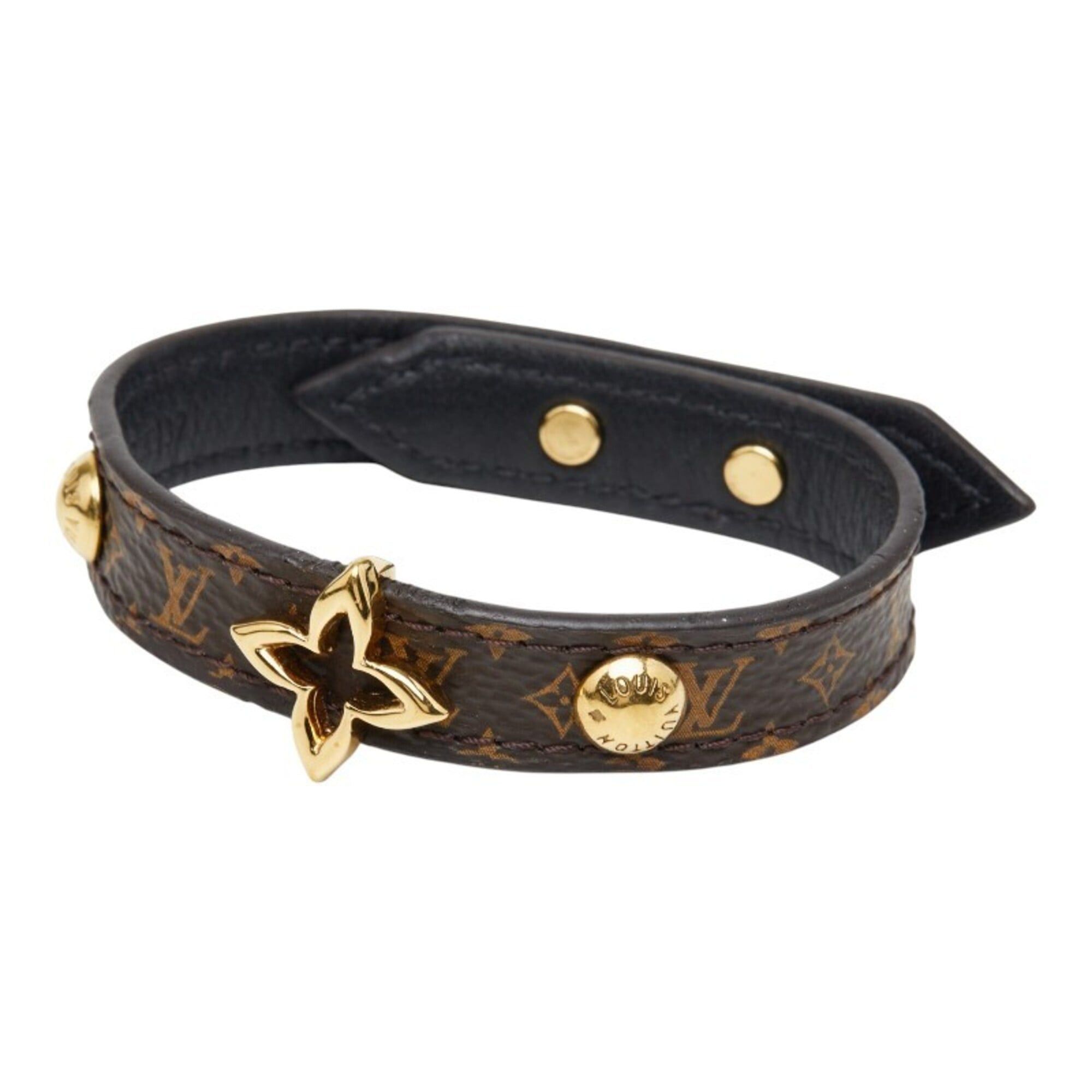 Louis Vuitton Louis Vuitton Monogram Bracelet Blooming #17 M6534 Brown Leather Women's LOUIS VUITTON Size ONE SIZE - 1 Thumbnail