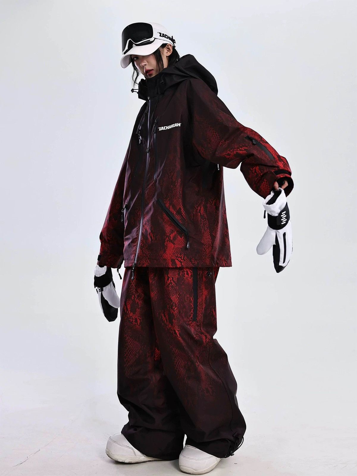 Other Red Scale Snake Pattern Outdoor Windproof Ski Suit Size US 32 / EU 48 - 6 Thumbnail