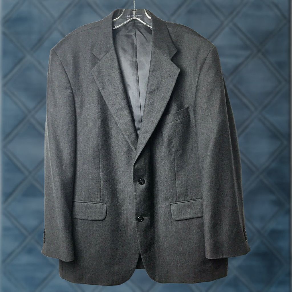 Lands' End Lands' End Blazer Mens 44 Gray Wool 2-Button Single-Breasted Notch Lapel Jacket Coat Business Regular Size 44 Mens Gray Wool Blazer Size 44R - 1 Thumbnail