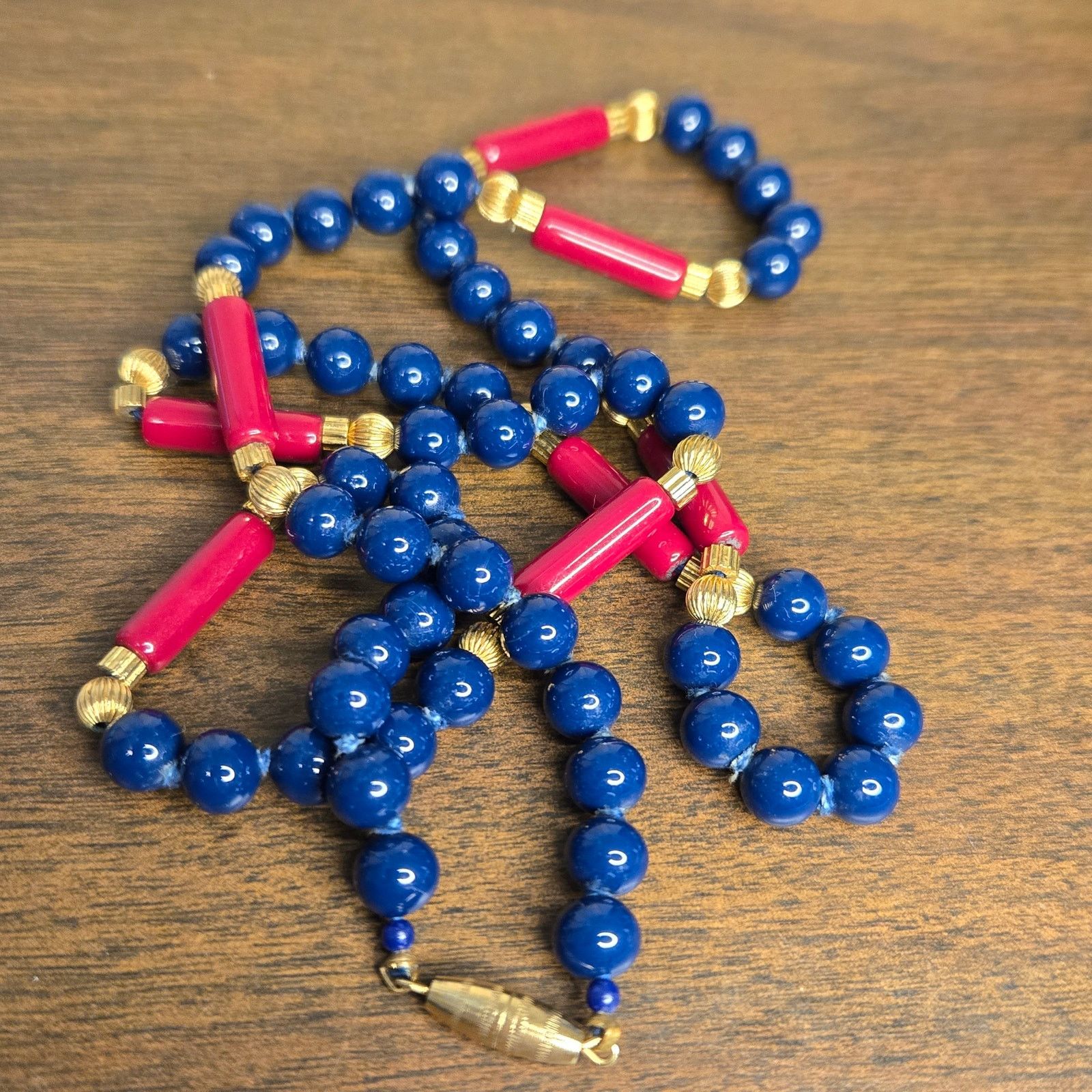 Vintage Vintage Bead Necklace - Blue & Red Glass Size ONE SIZE - 4 Thumbnail